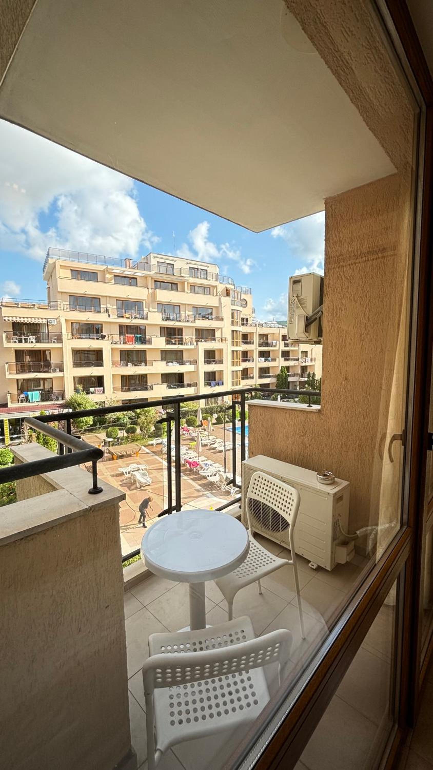 Studio with pool view