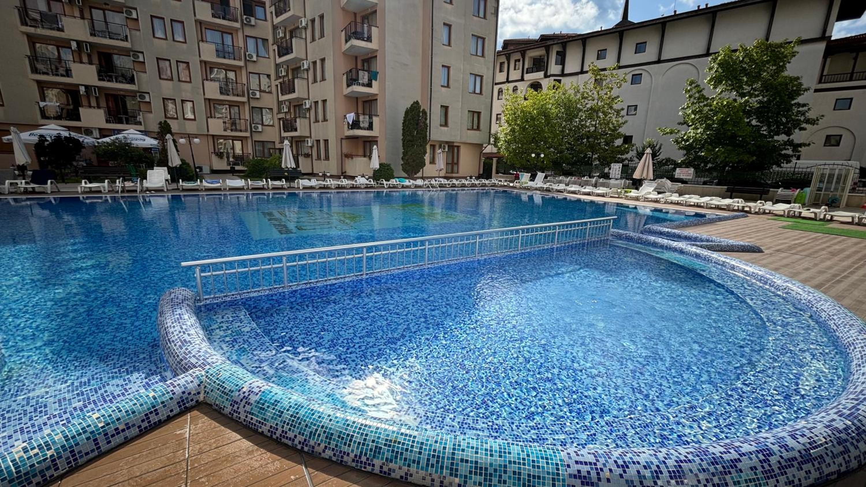 Studio with pool view