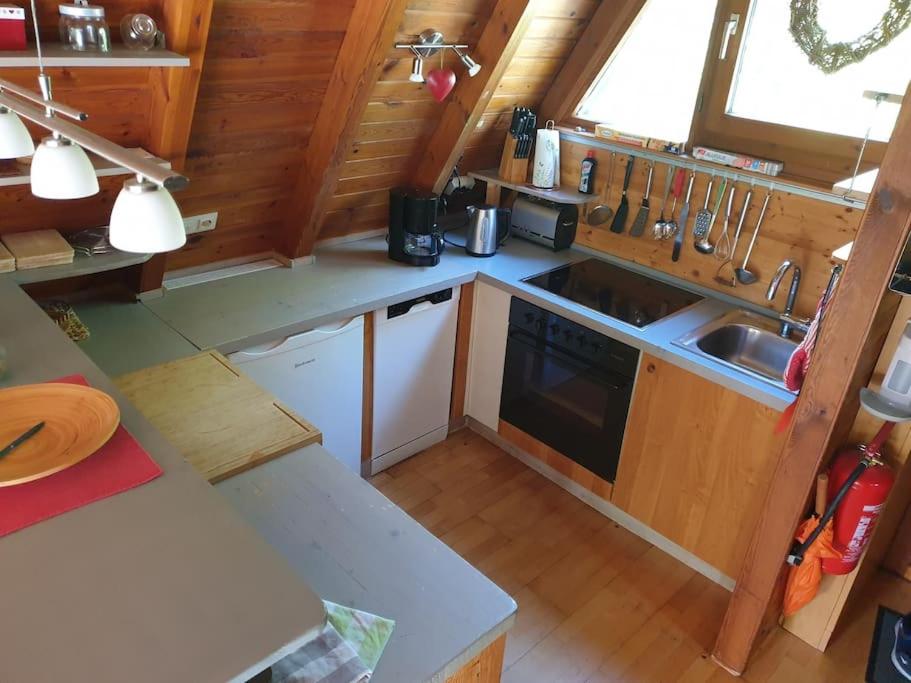 Nurdachhaus auf großem Grundstück