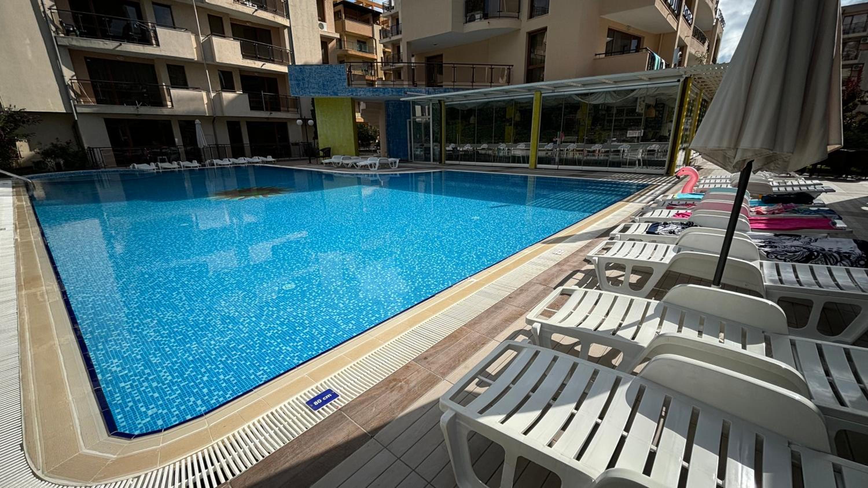 Studio with pool view
