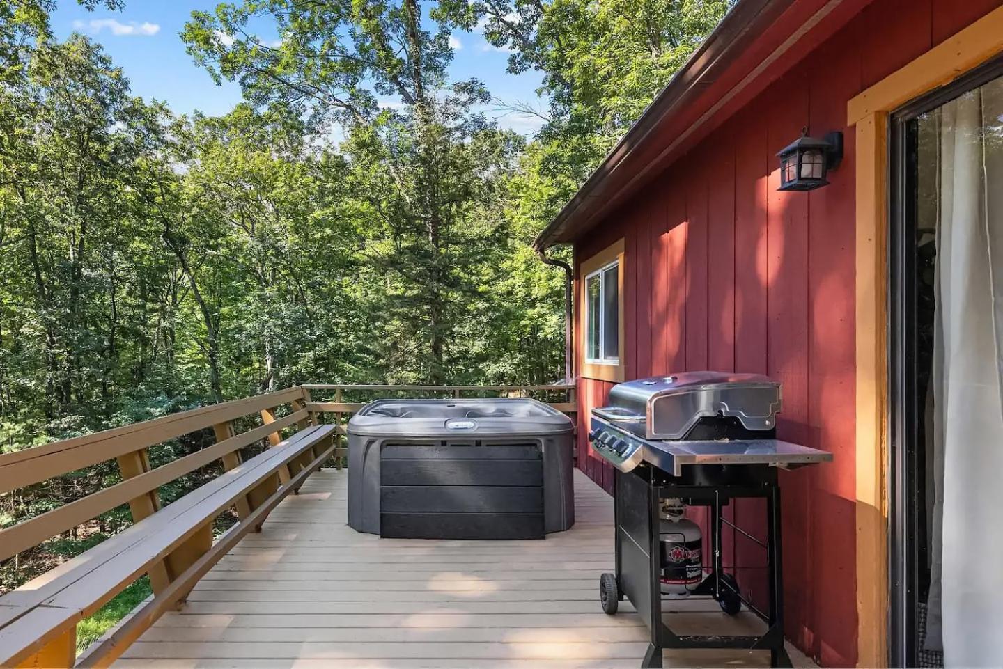 Cabin w hot tub, fire pit & deck view 4