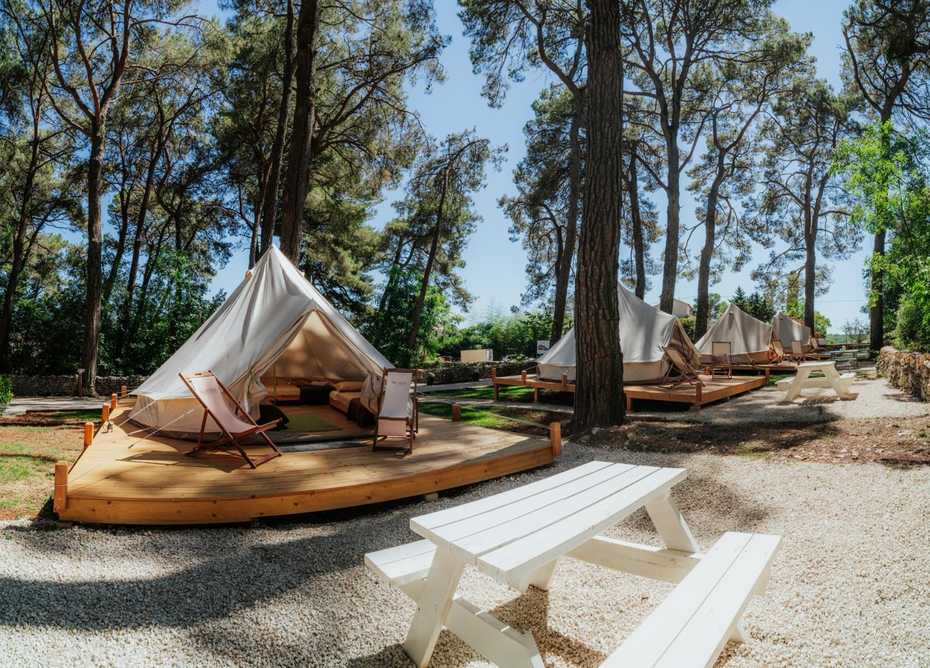 Camp 'Dvor' bell tent accommodation view 2