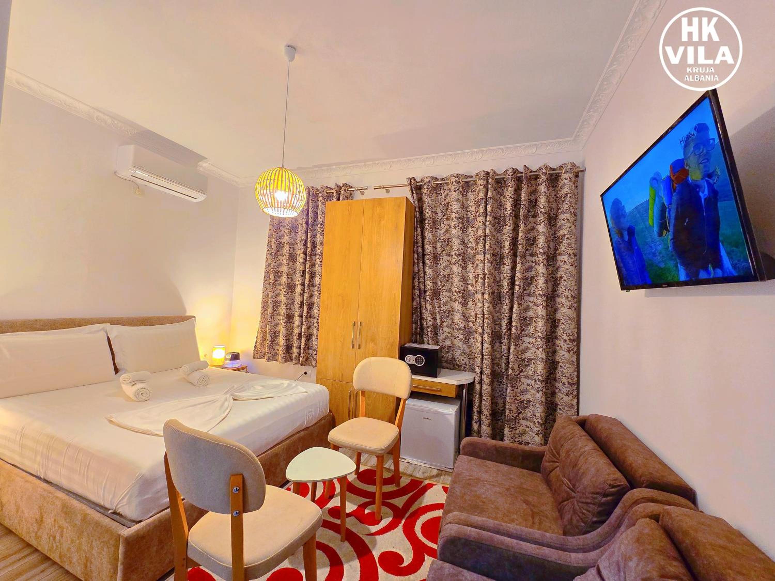 Vila HK is a cozy and welcoming house in the heart of Kruje It offers comfortable accommodation,free public parking nearby,and breakfast included,ensuring 