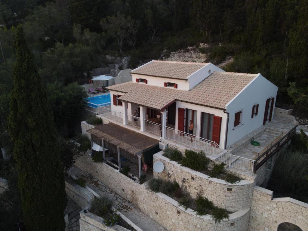 Cliff Top Pool Villa over-looking Lakka Bay Paxos view 3