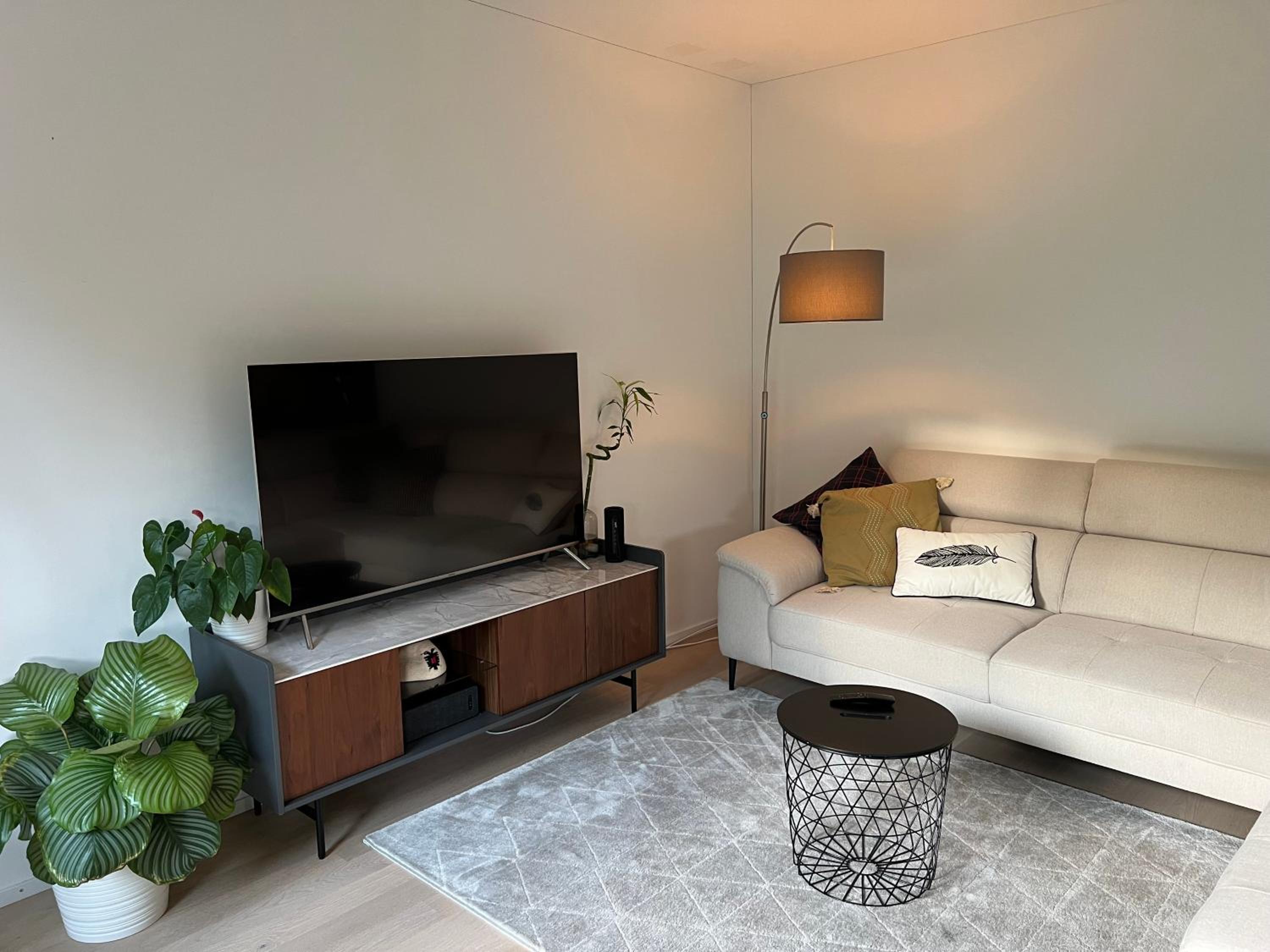 Luxury 2BR, 2 Bath, Spacious Living Room with Open Kitchen, River View, Ideal for Long Stays, Parking, 10 Min to Center