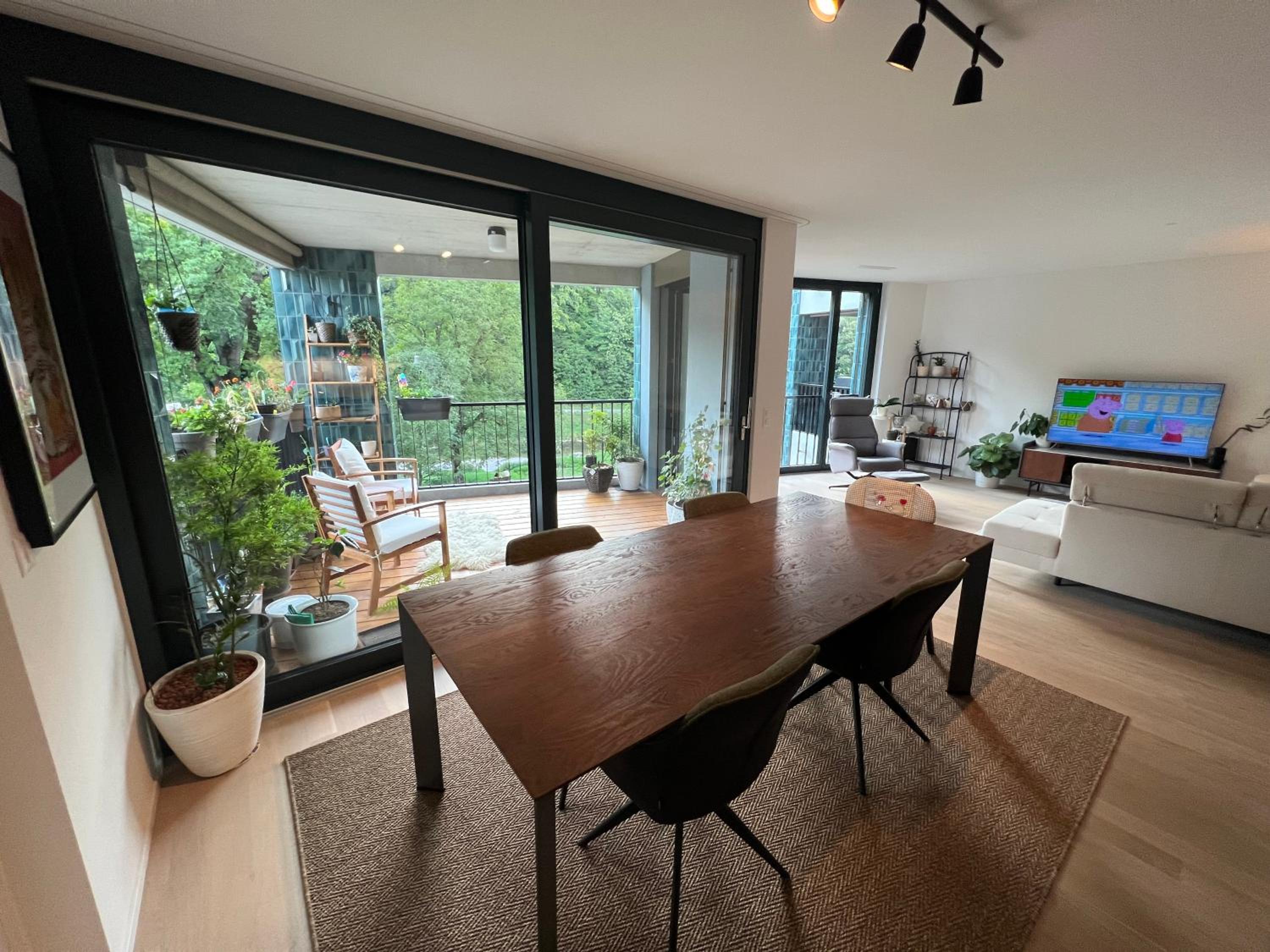 Luxury 2BR, 2 Bath, Spacious Living Room with Open Kitchen, River View, Ideal for Long Stays, Parking, 10 Min to Center