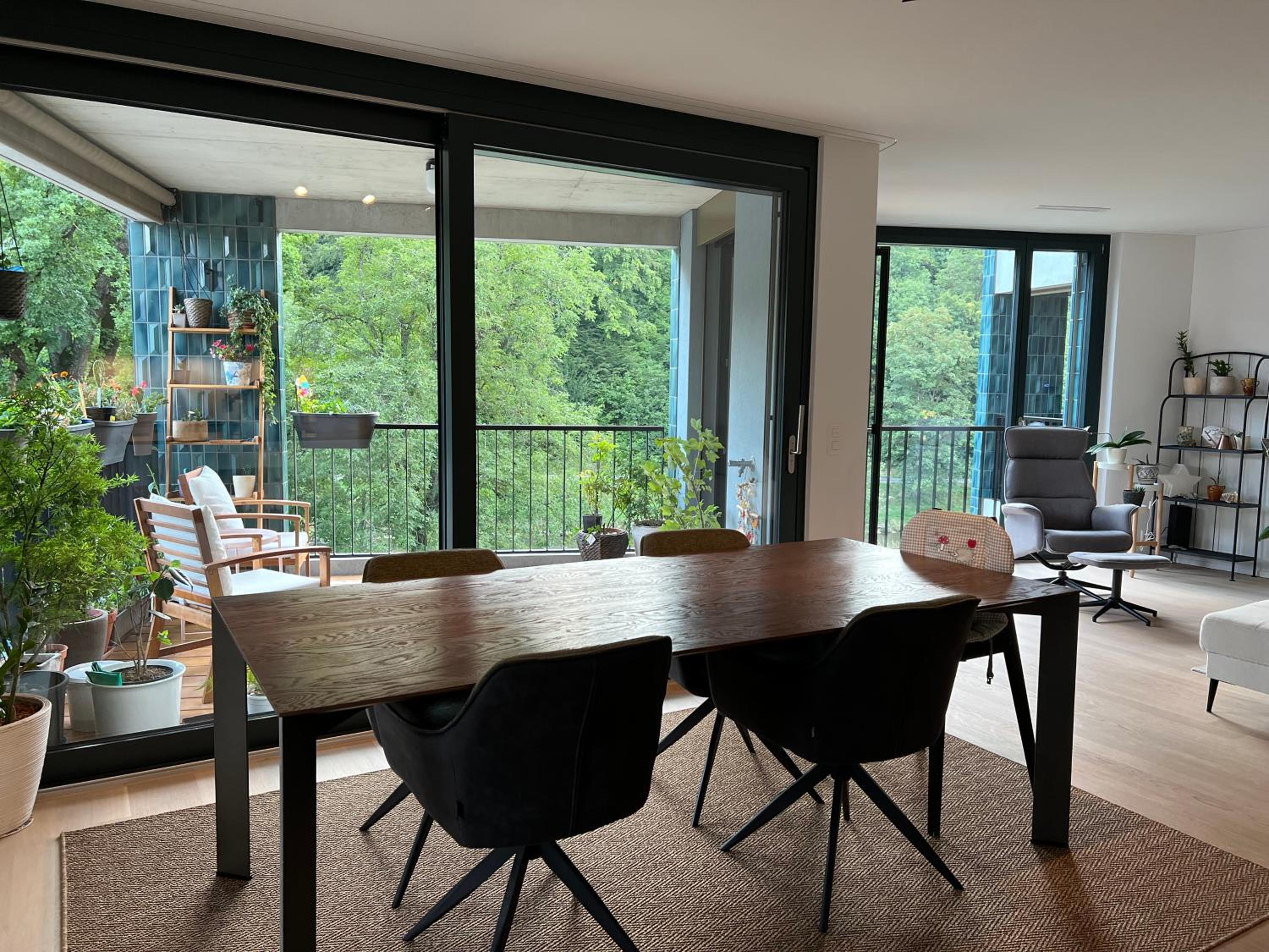 Luxury 2BR, 2 Bath, Spacious Living Room with Open Kitchen, River View, Ideal for Long Stays, Parking, 10 Min to Center