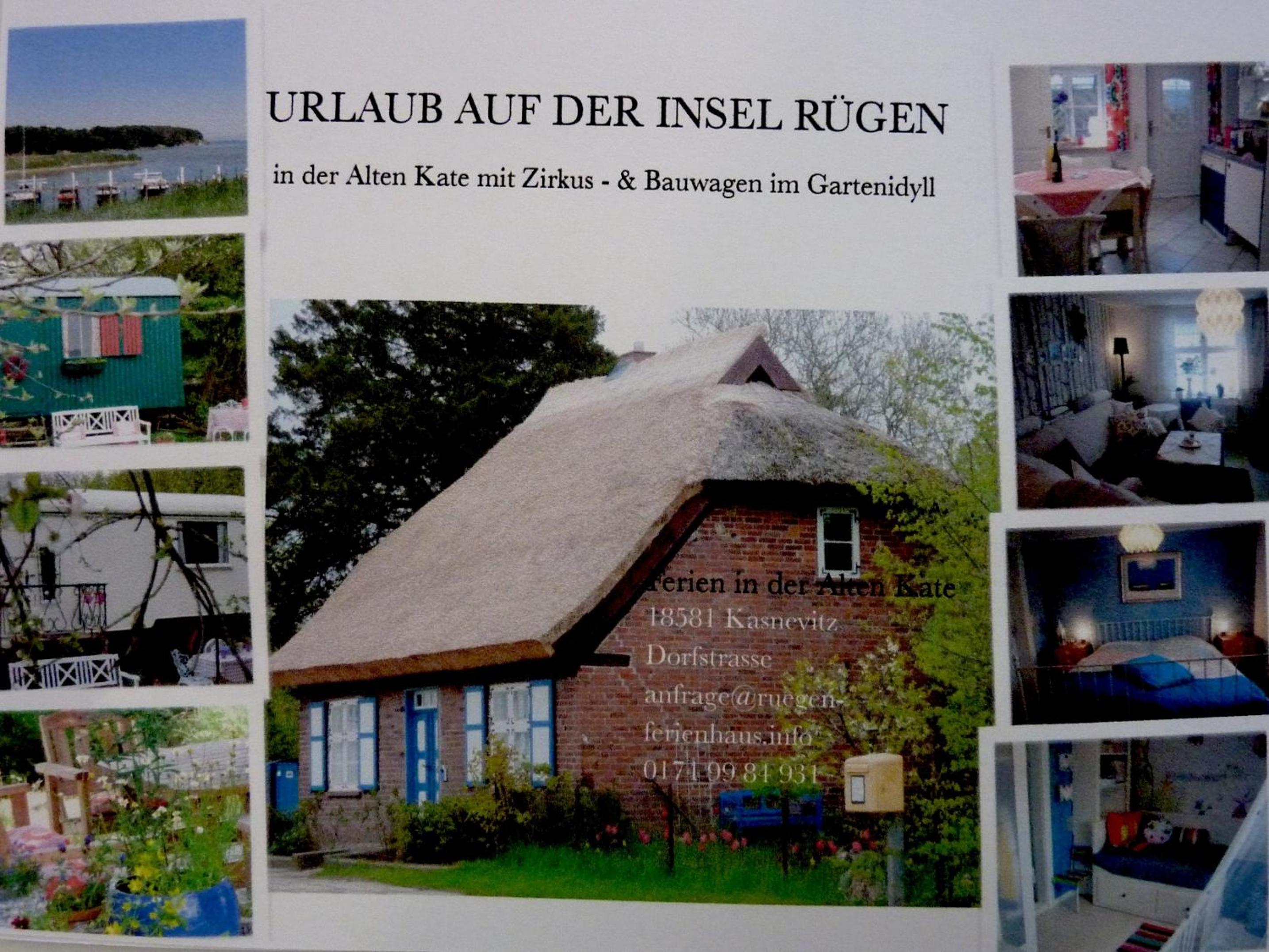 Alte Kate mit Bau-& Zirkuswagen im Gartenidyll in Putbus OT Kasnevitz