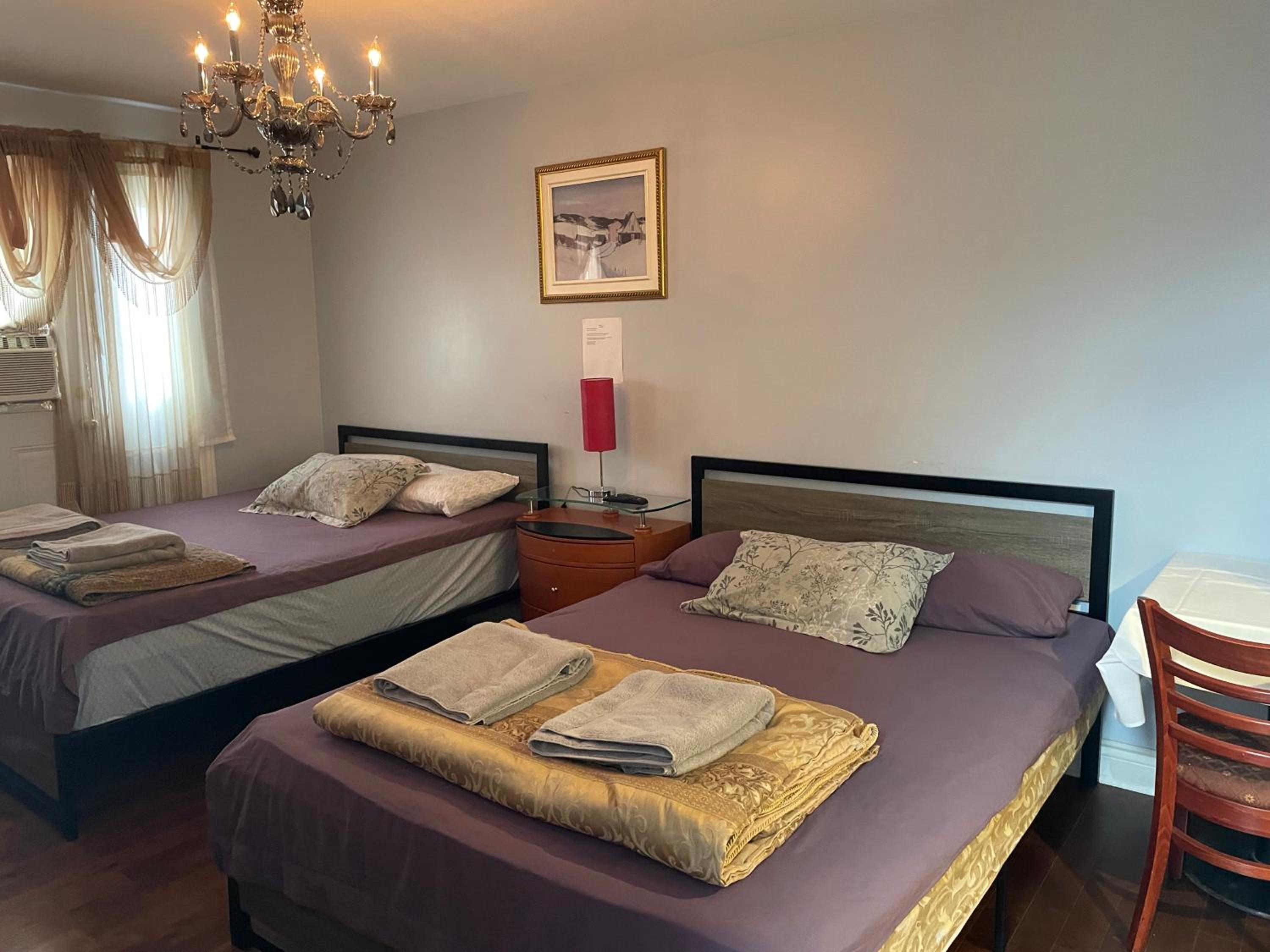 Self service small breakfast, 2 double beds private room
