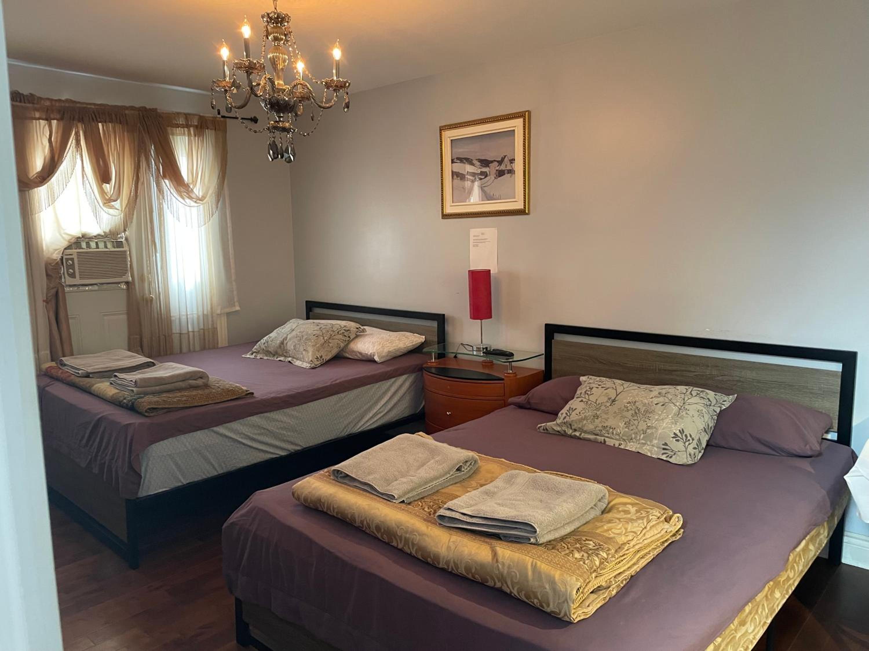 Self service small breakfast, 2 double beds private room