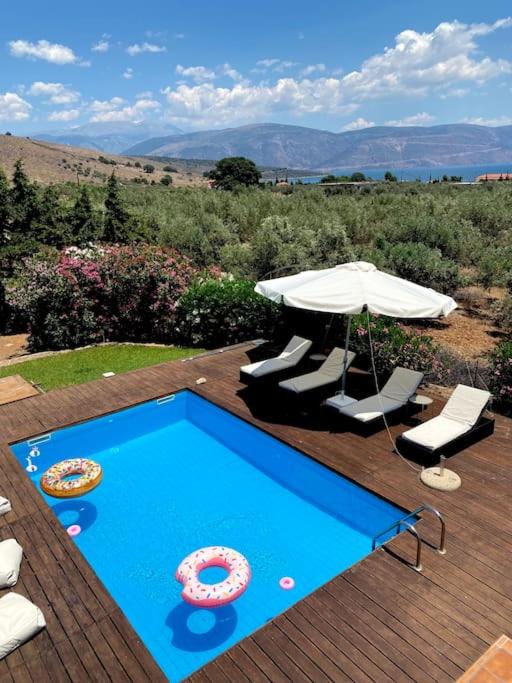 Georges Villa Galaxidi, family, pool and garden view 2