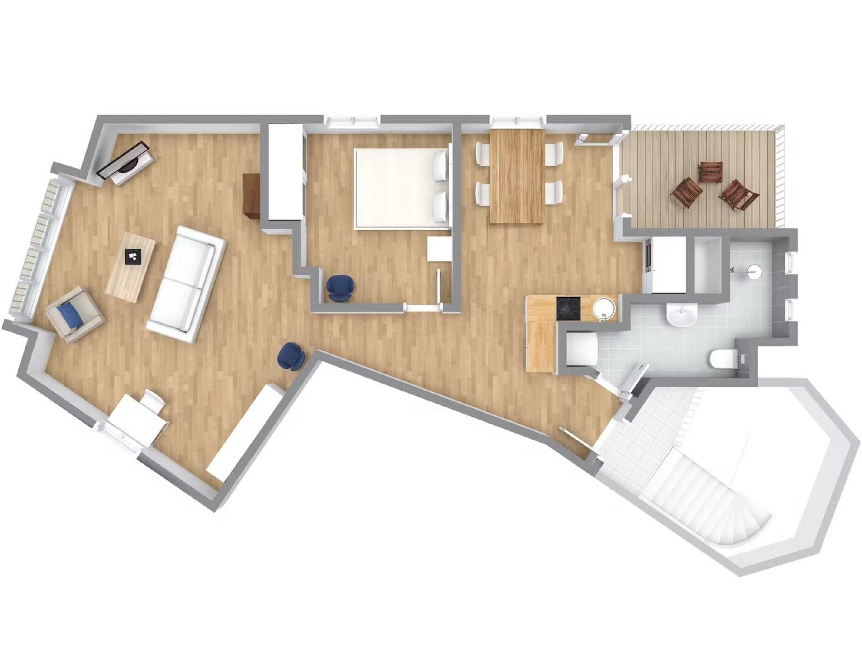 Große Dachgeschosswohnung mit Balkon im belgischen Viertel