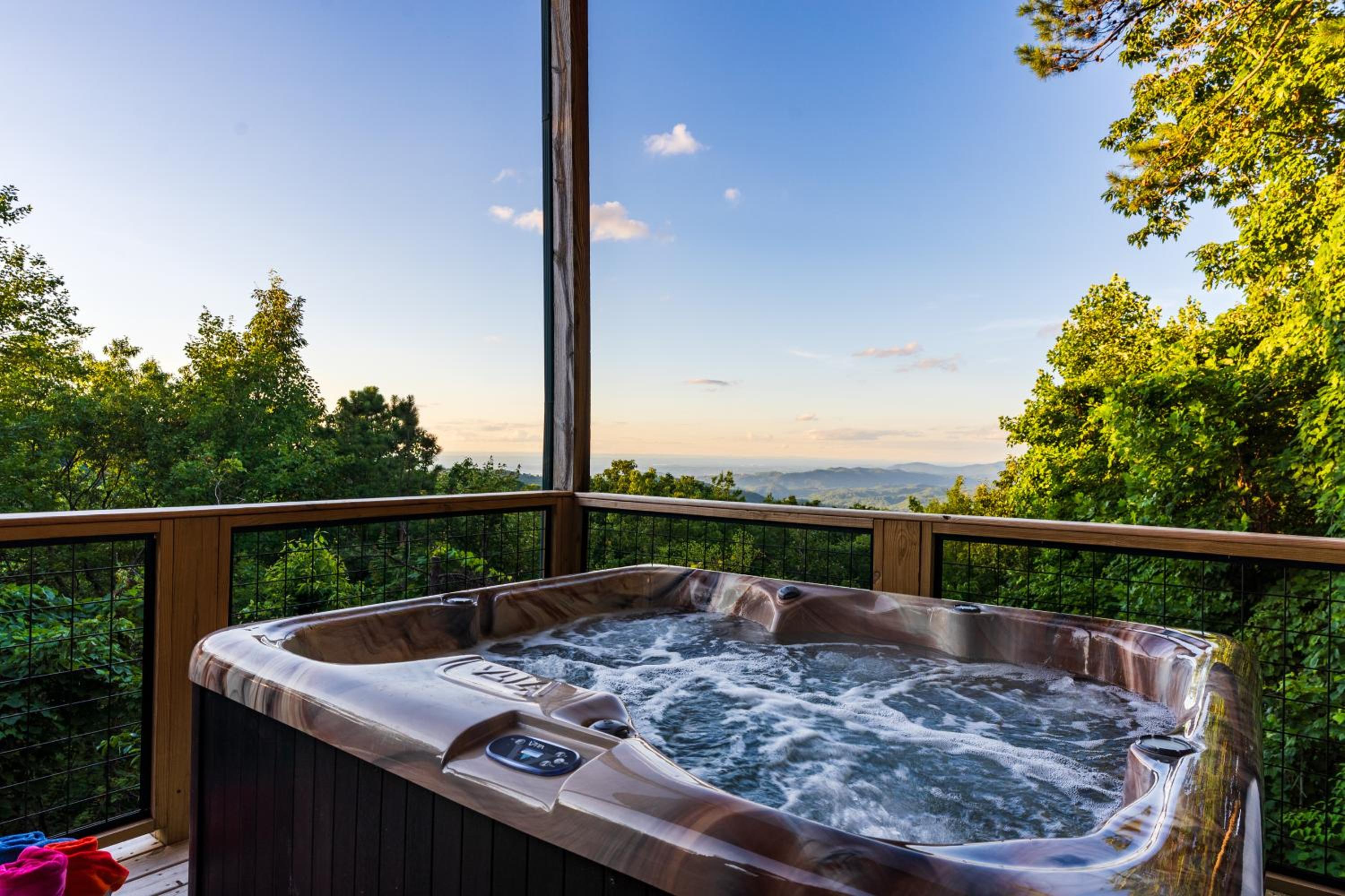 Elevista - Quaint&Private-Views-HotTub-PoolTable-Bears-3 Clubhouse Pools view 2