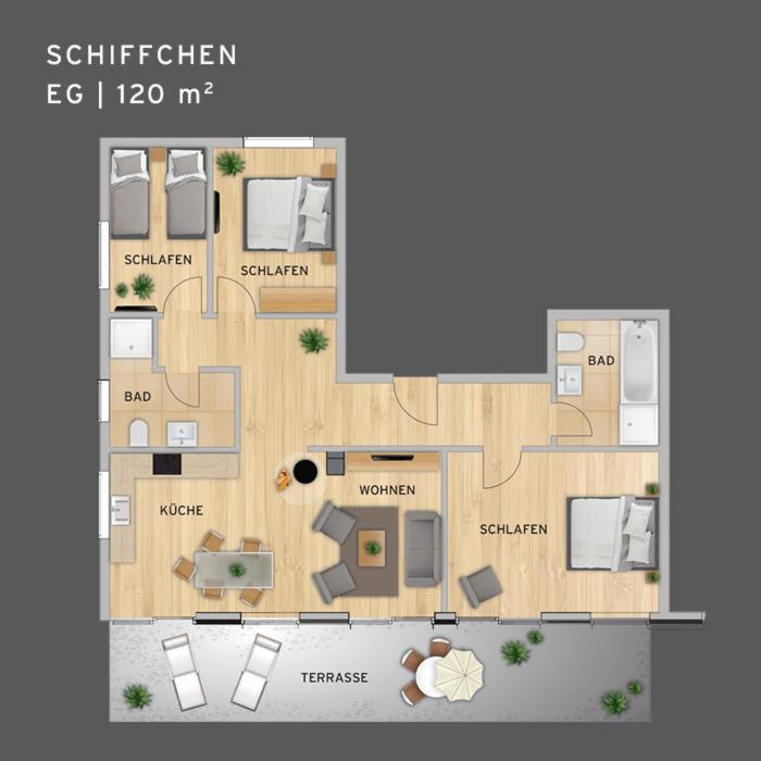 Winkelschiffchen I mit Sauna