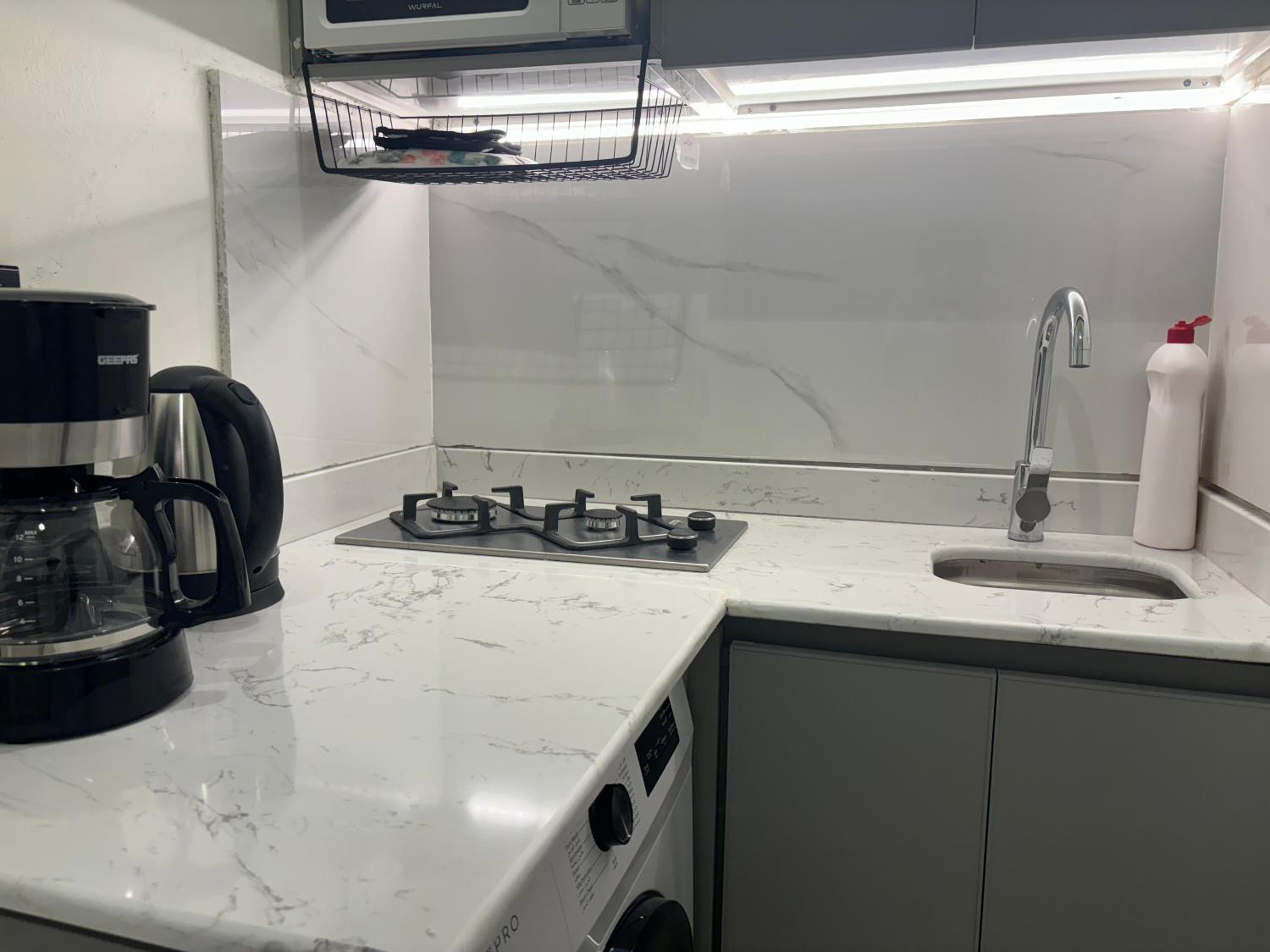 new apartment with room and living room