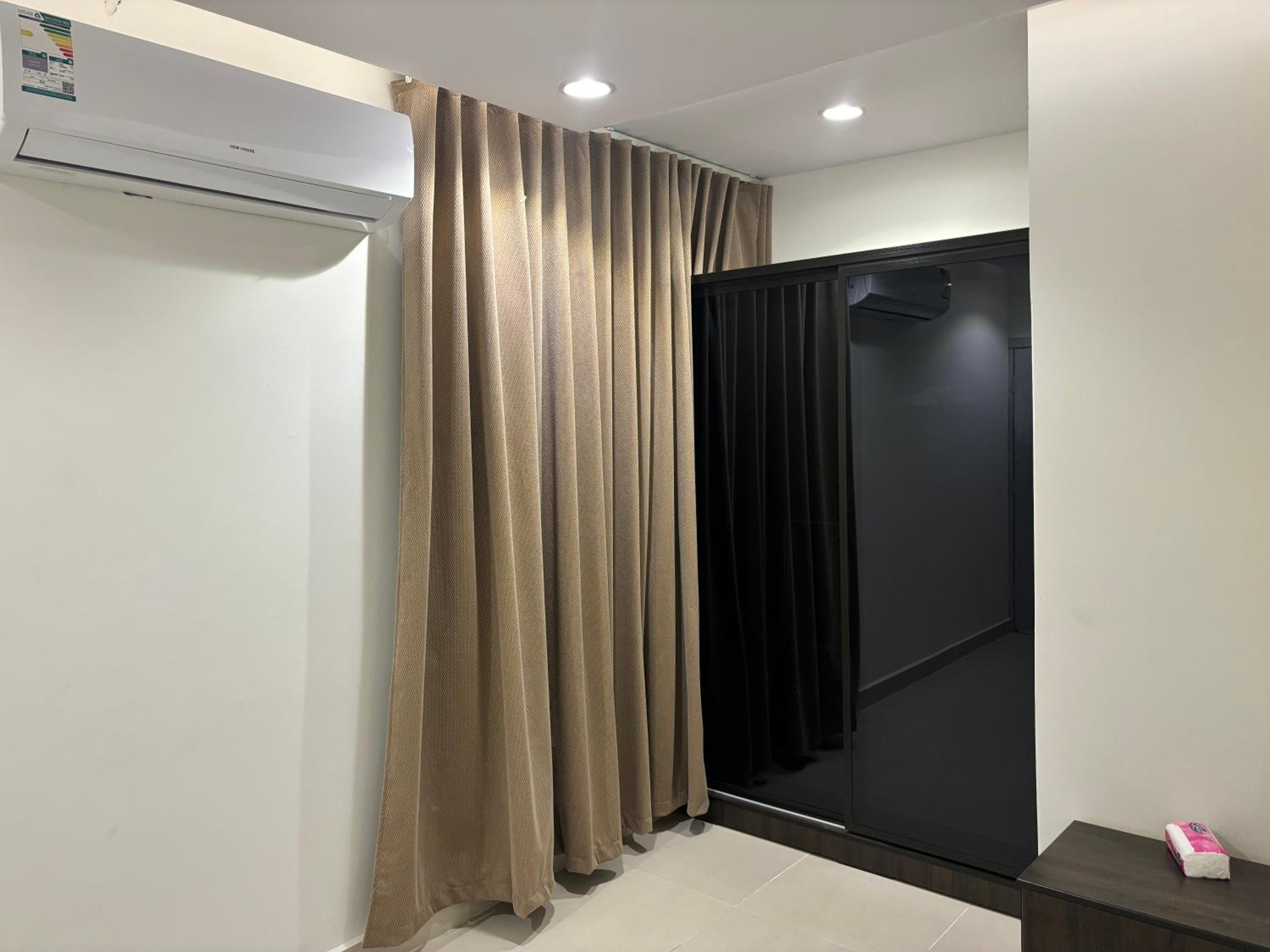 new apartment with room and living room
