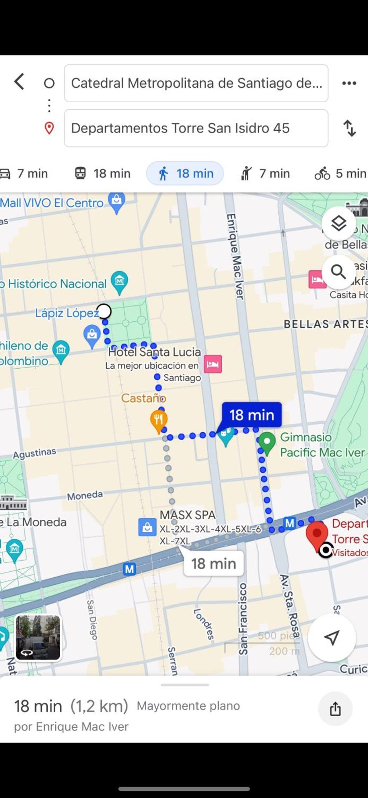 1Centro histórico, salida Metro Santa Lucía Clínica Católica