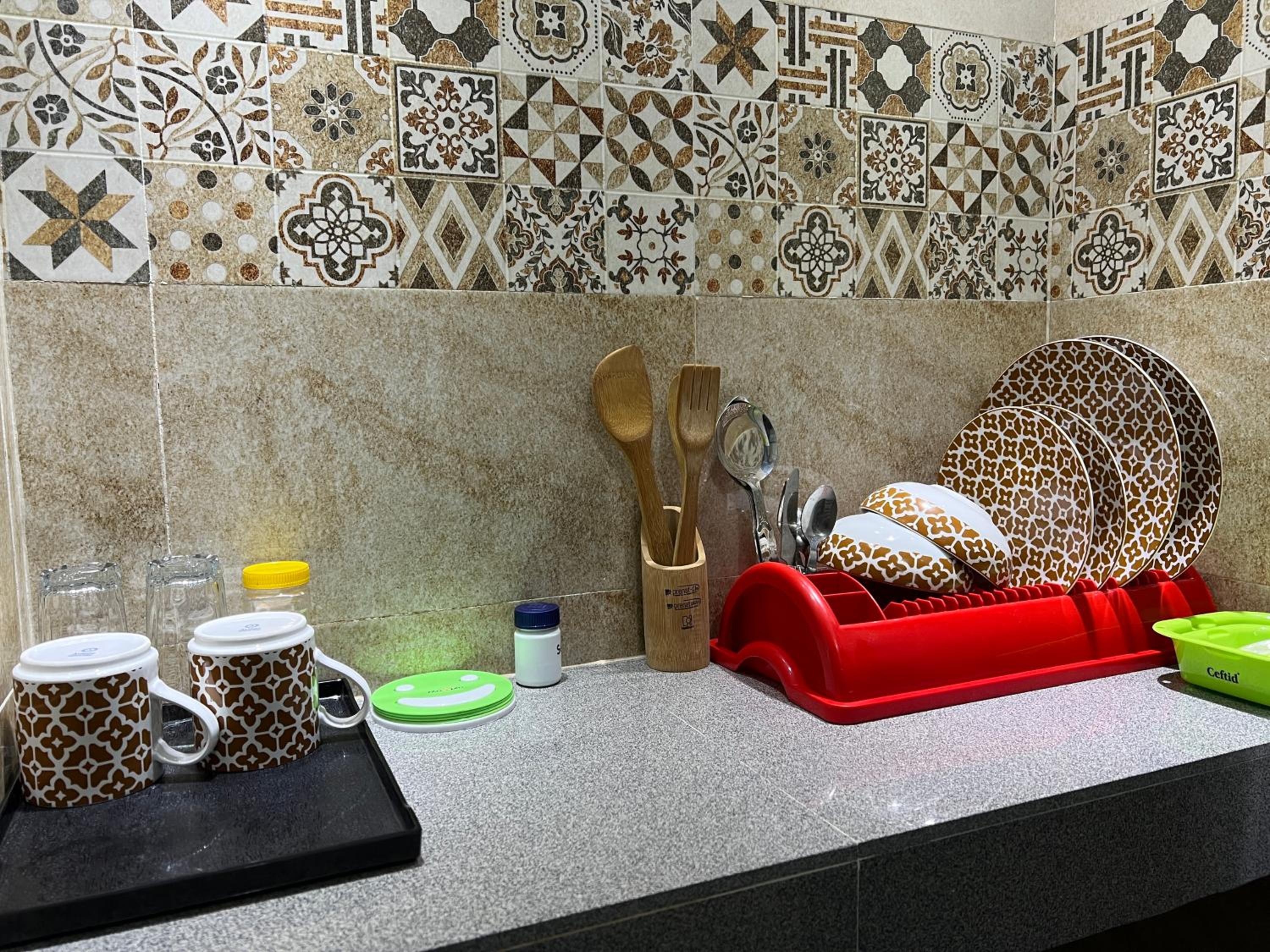 Fully furnished, one bedroom apartment with kitchen, washroom etc