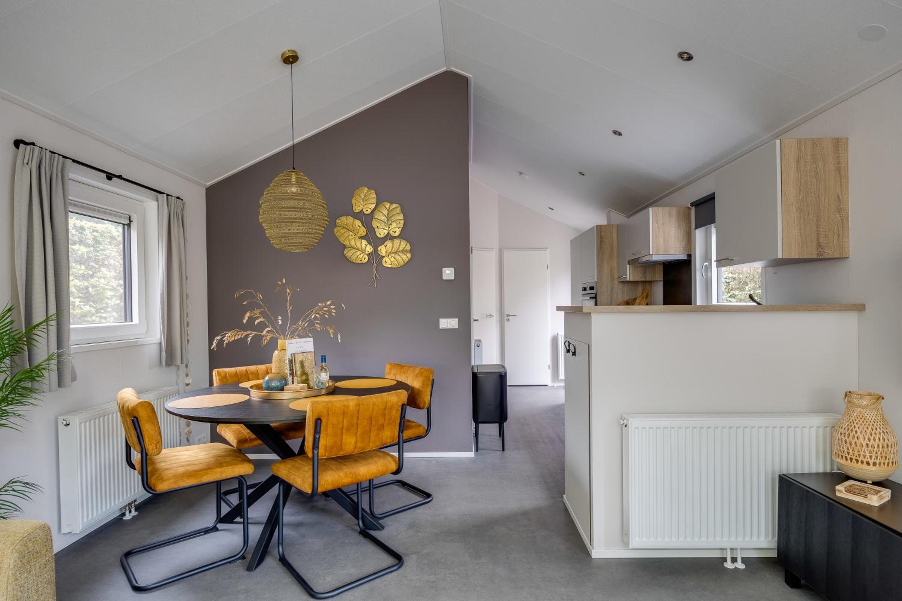 Modern ingericht chalet op groen park op de Veluwe view 2