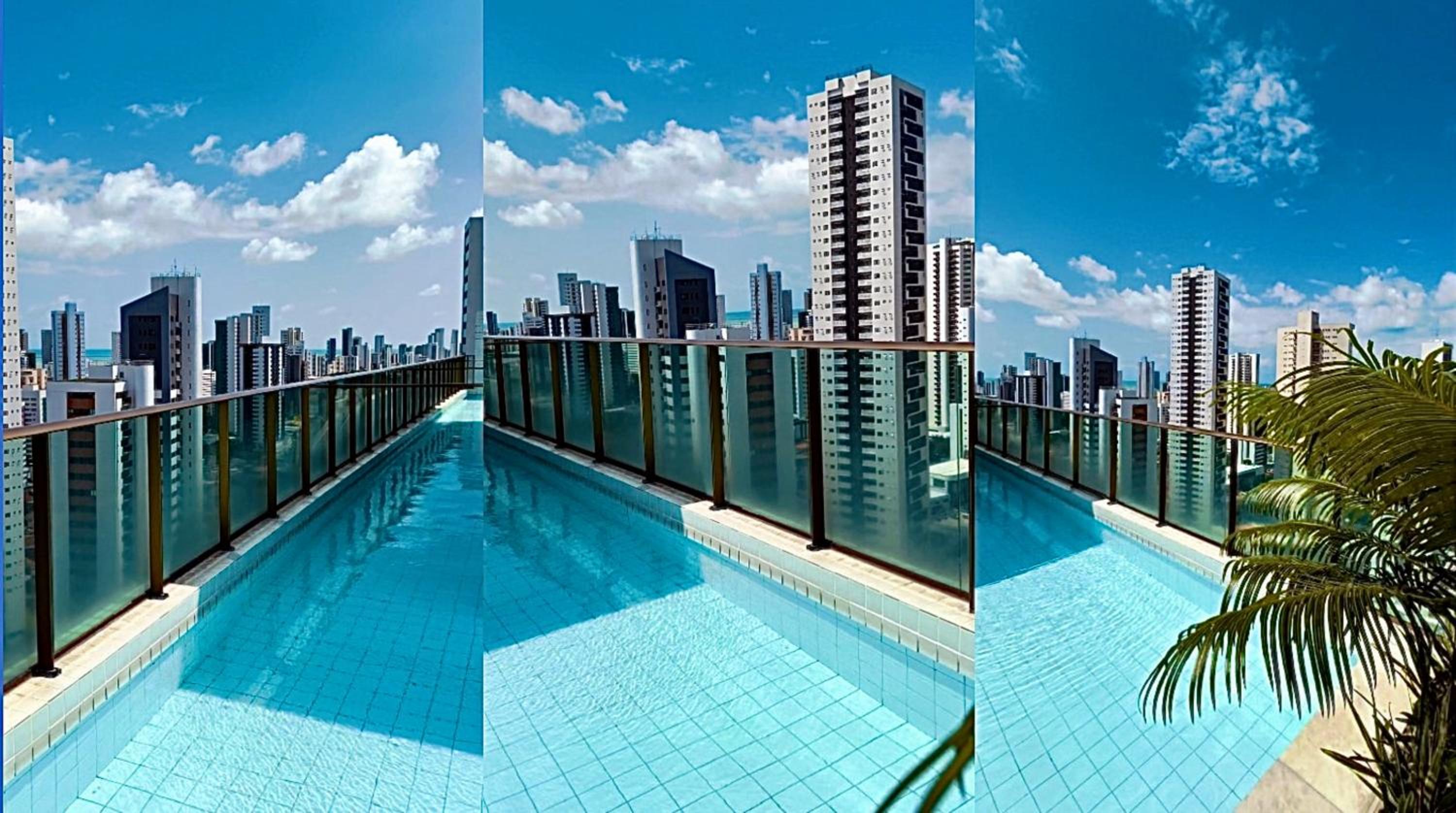FLAT Praia Boa Viagem - Piscina no ROFTOP - Garagem & WIFI - REFORMADO - Ar condicionado - 24H CHECK IN - Shopping Recife - Enxoval Incluso