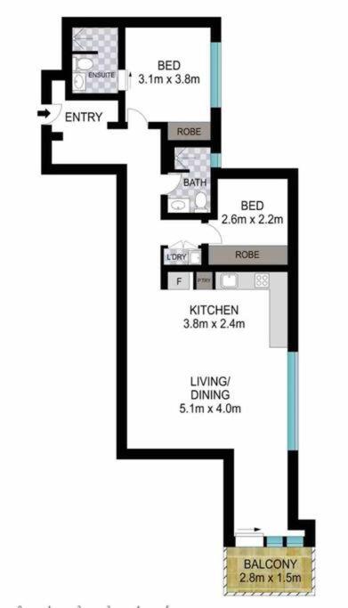 A modern two bedroom apartment! Quiet, secure and 1 minute walk to Bondi Beach!