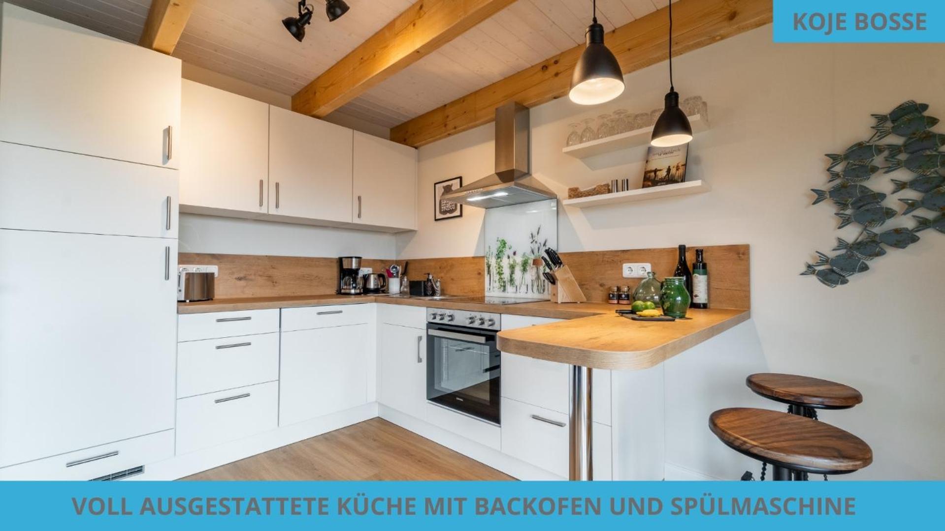 Küstenkojen mit 4 Ferienwohnungen für 1 bis 8 Pers mit diversen Schlafzimmern, Garten oder Balkon