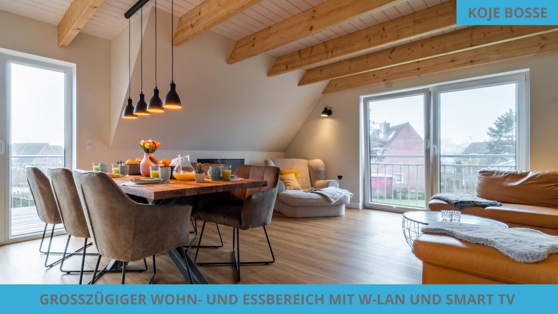 Küstenkojen mit 4 Ferienwohnungen für 1 bis 8 Pers mit diversen Schlafzimmern, Garten oder Balkon
