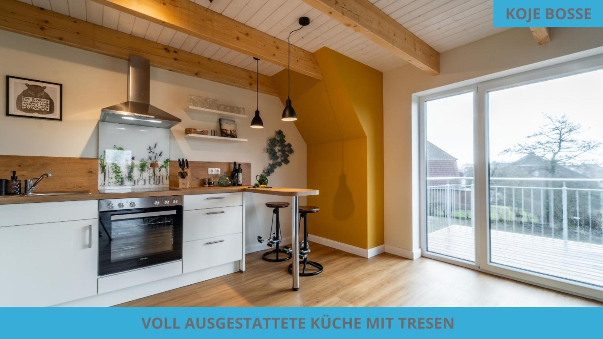 Küstenkojen mit 4 Ferienwohnungen für 1 bis 8 Pers mit diversen Schlafzimmern, Garten oder Balkon