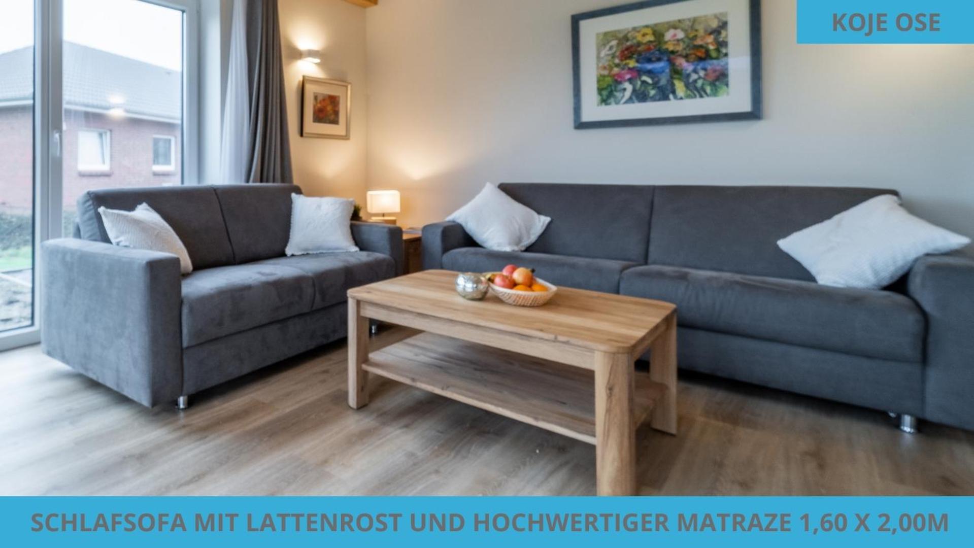 Küstenkojen mit 4 Ferienwohnungen für 1 bis 8 Pers mit diversen Schlafzimmern, Garten oder Balkon