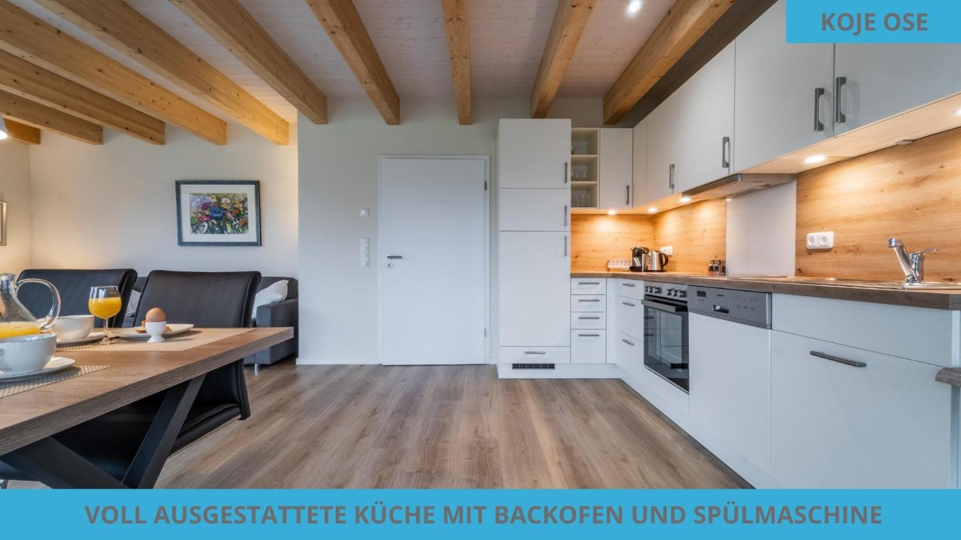 Küstenkojen mit 4 Ferienwohnungen für 1 bis 8 Pers mit diversen Schlafzimmern, Garten oder Balkon