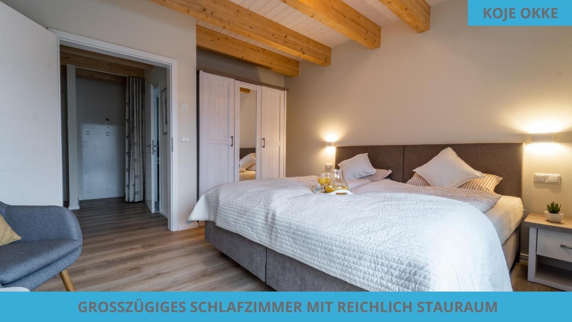 Küstenkojen mit 4 Ferienwohnungen für 1 bis 8 Pers mit diversen Schlafzimmern, Garten oder Balkon