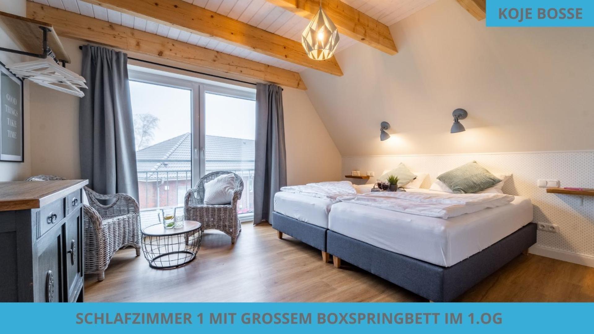 Küstenkojen mit 4 Ferienwohnungen für 1 bis 8 Pers mit diversen Schlafzimmern, Garten oder Balkon