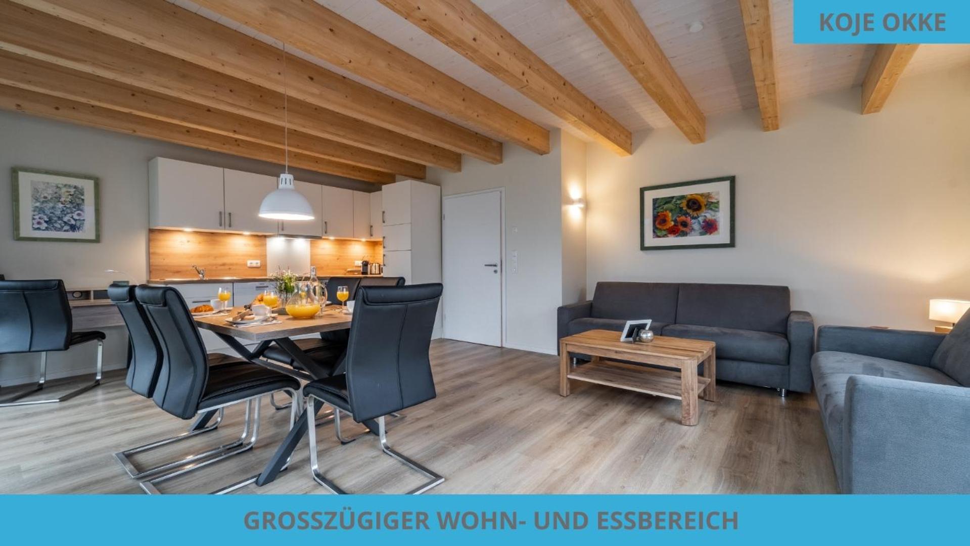 Küstenkojen mit 4 Ferienwohnungen für 1 bis 8 Pers mit diversen Schlafzimmern, Garten oder Balkon