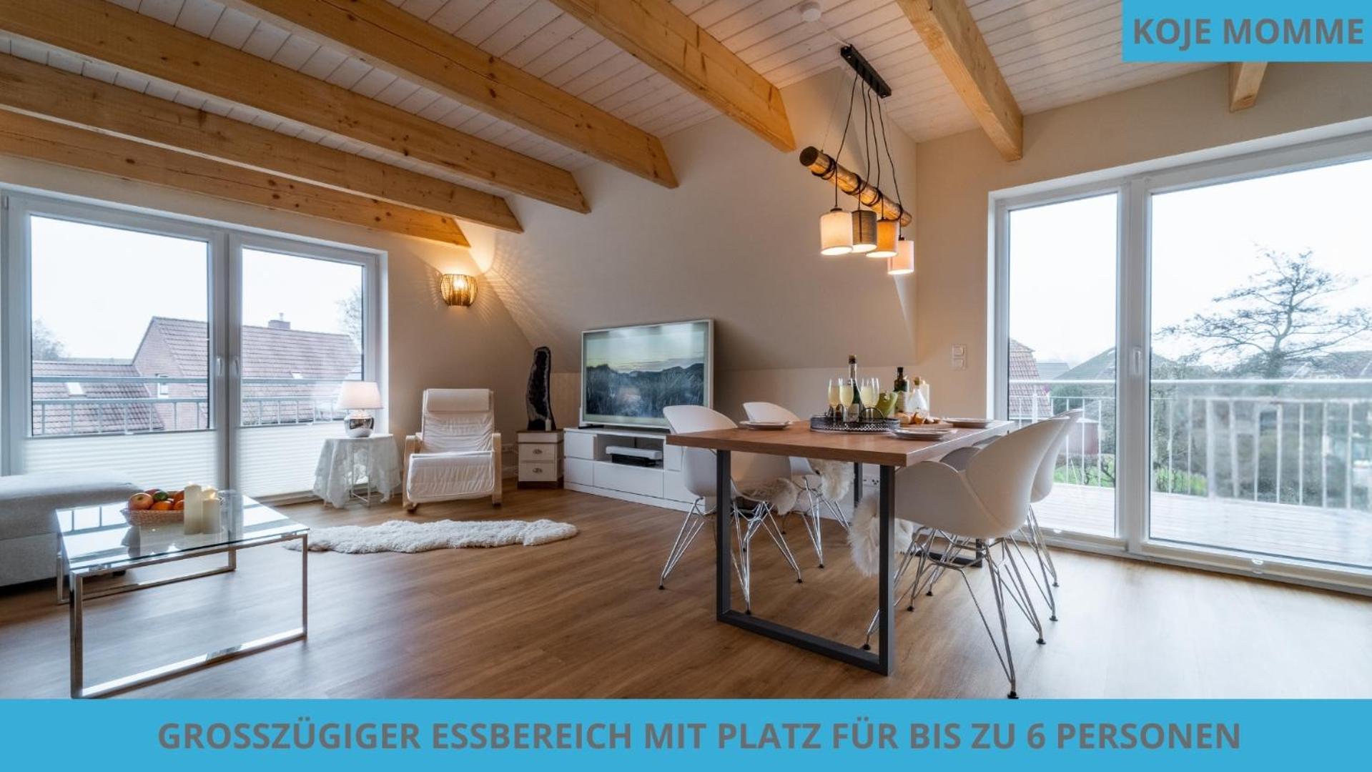 Küstenkojen mit 4 Ferienwohnungen für 1 bis 8 Pers mit diversen Schlafzimmern, Garten oder Balkon