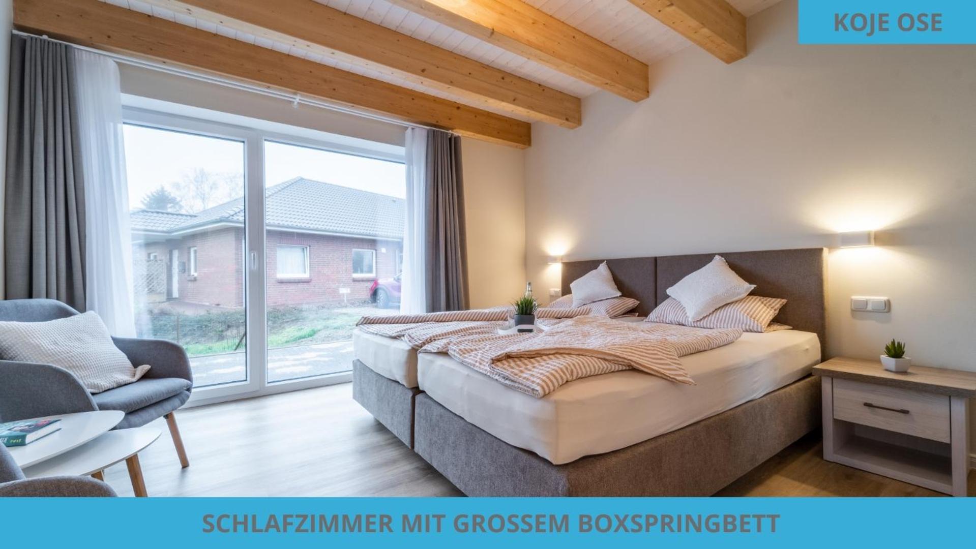 Küstenkojen mit 4 Ferienwohnungen für 1 bis 8 Pers mit diversen Schlafzimmern, Garten oder Balkon