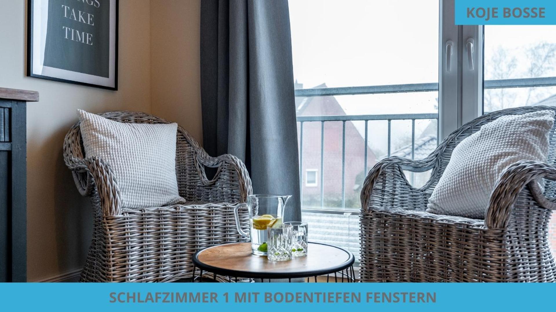 Küstenkojen mit 4 Ferienwohnungen für 1 bis 8 Pers mit diversen Schlafzimmern, Garten oder Balkon