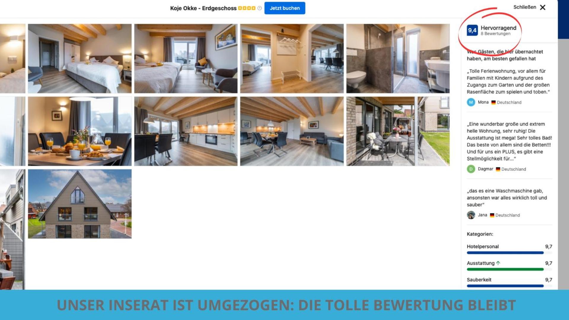 Küstenkojen mit 4 Ferienwohnungen für 1 bis 8 Pers mit diversen Schlafzimmern, Garten oder Balkon