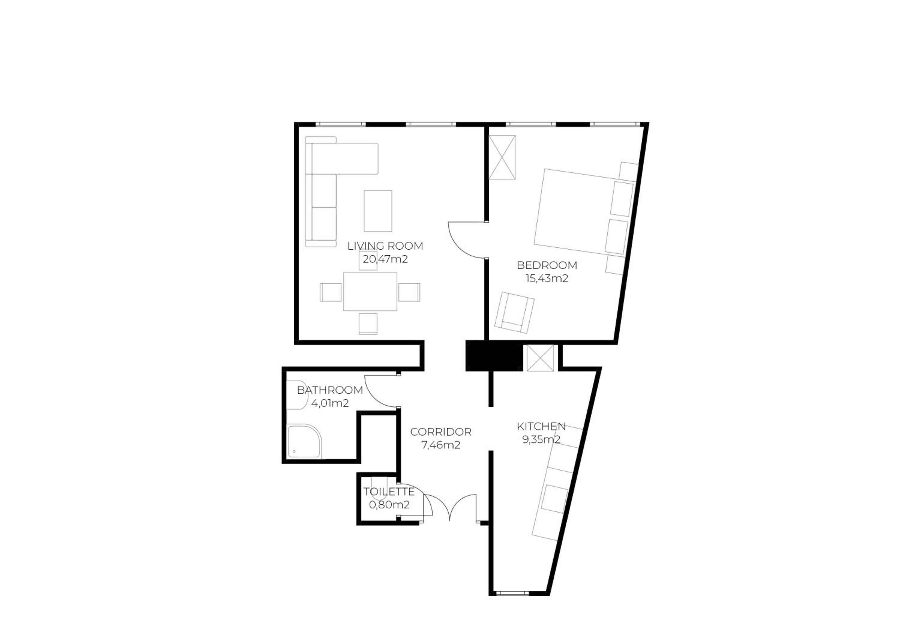 Large Apartment near AKH, 3 Min to Metro