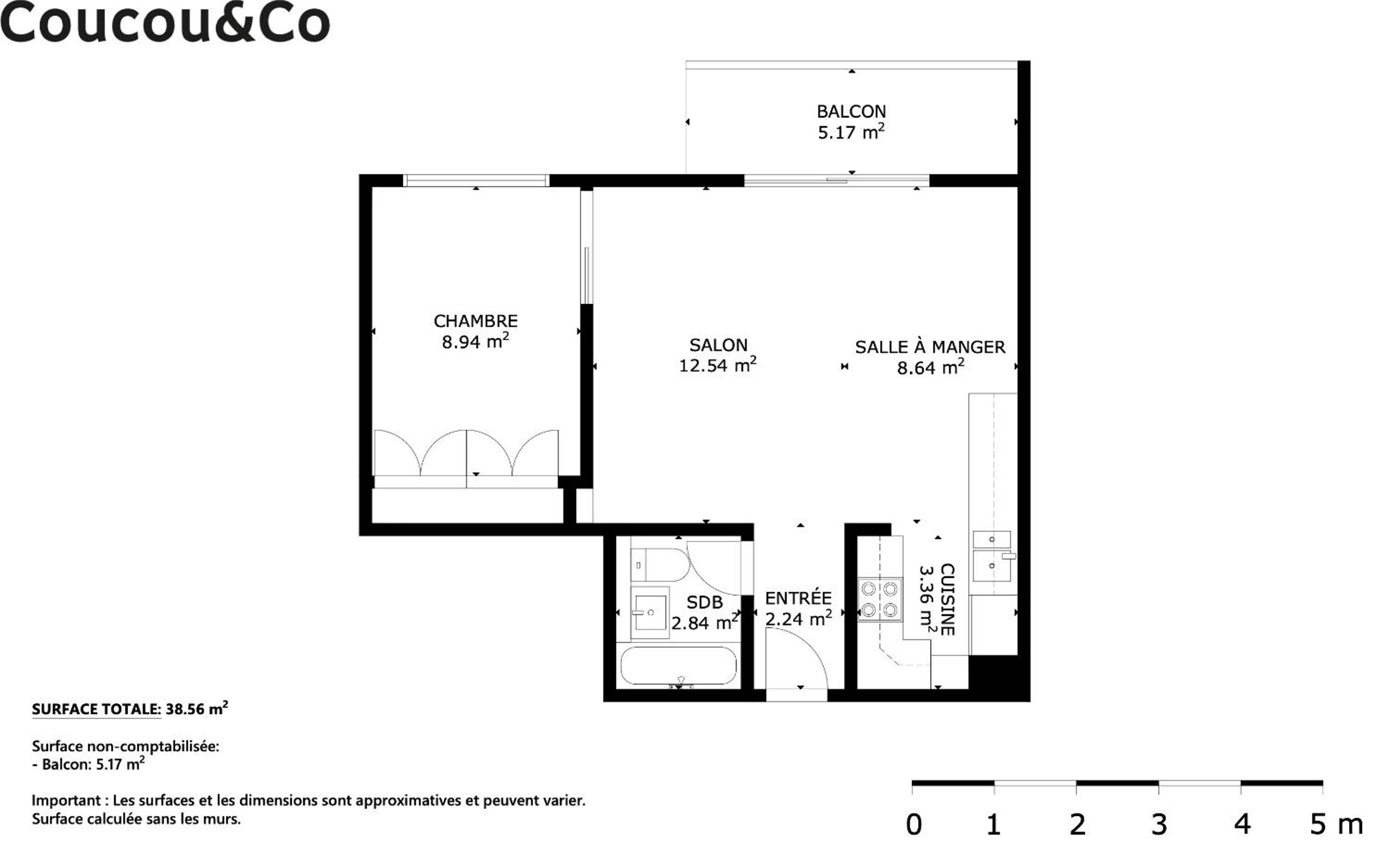 One-bedroom apartment with lake view