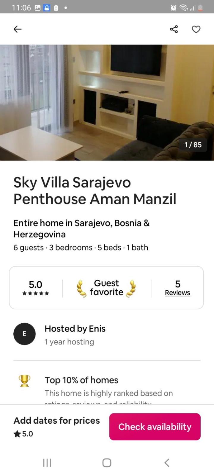 Sky Villa Penthouse Sarajevo Aman Manzil