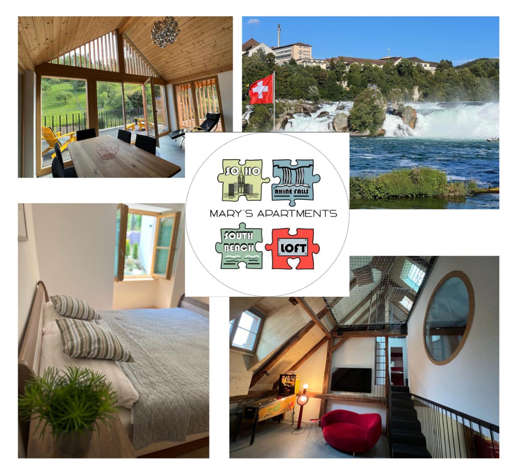 MARYS family friendly Apartments,VISIT RHINE FALLS for FREE if you stay 2 nights, SOHO 95m2 2-Bedrooms 2nd floor & SOUTH BEACH 105m2 3-Bedrooms & LOFT 115m