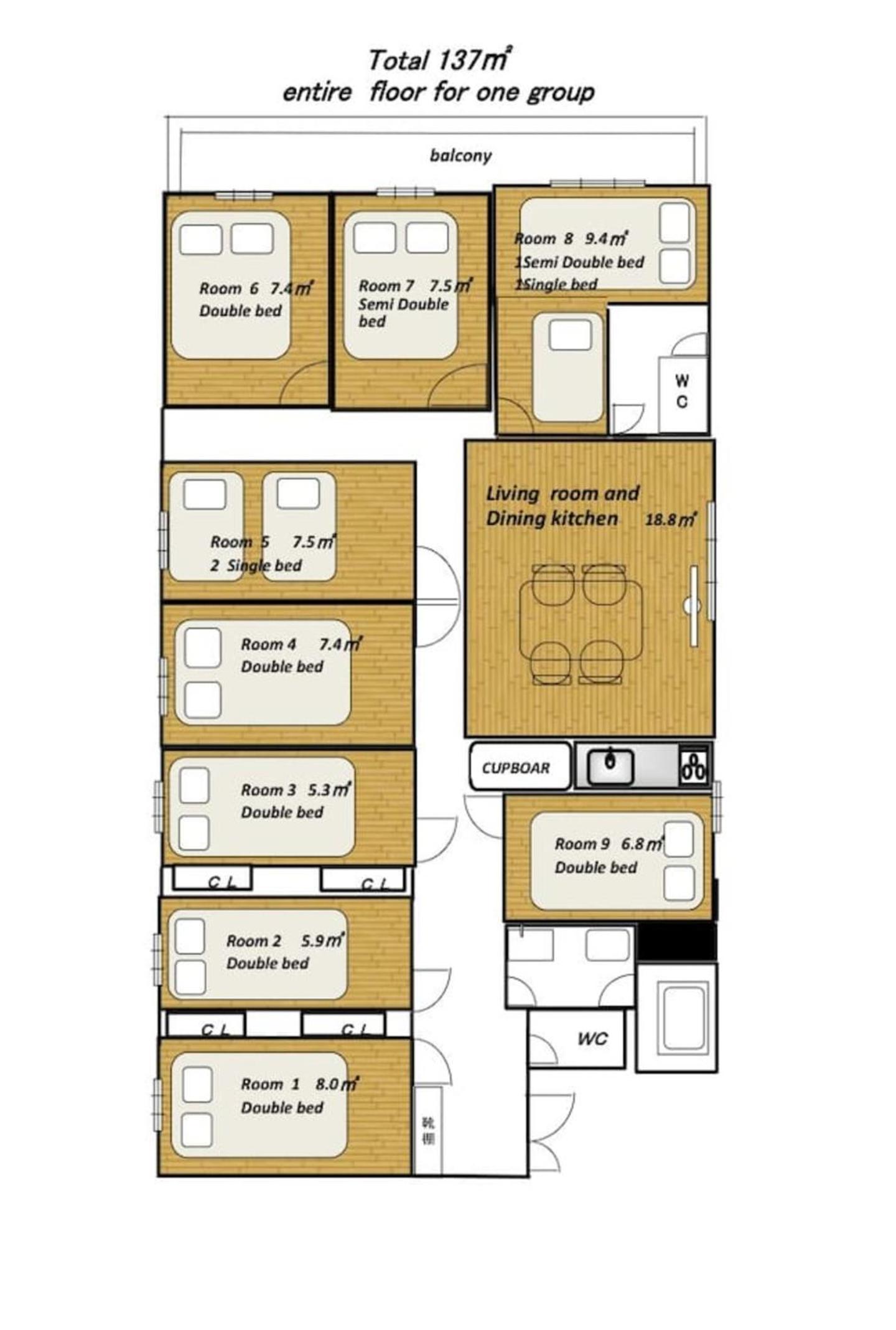 M-Haneda Lex Apartment 137sqm 3BDR Max24 PPL 1min from Sta FreeParking