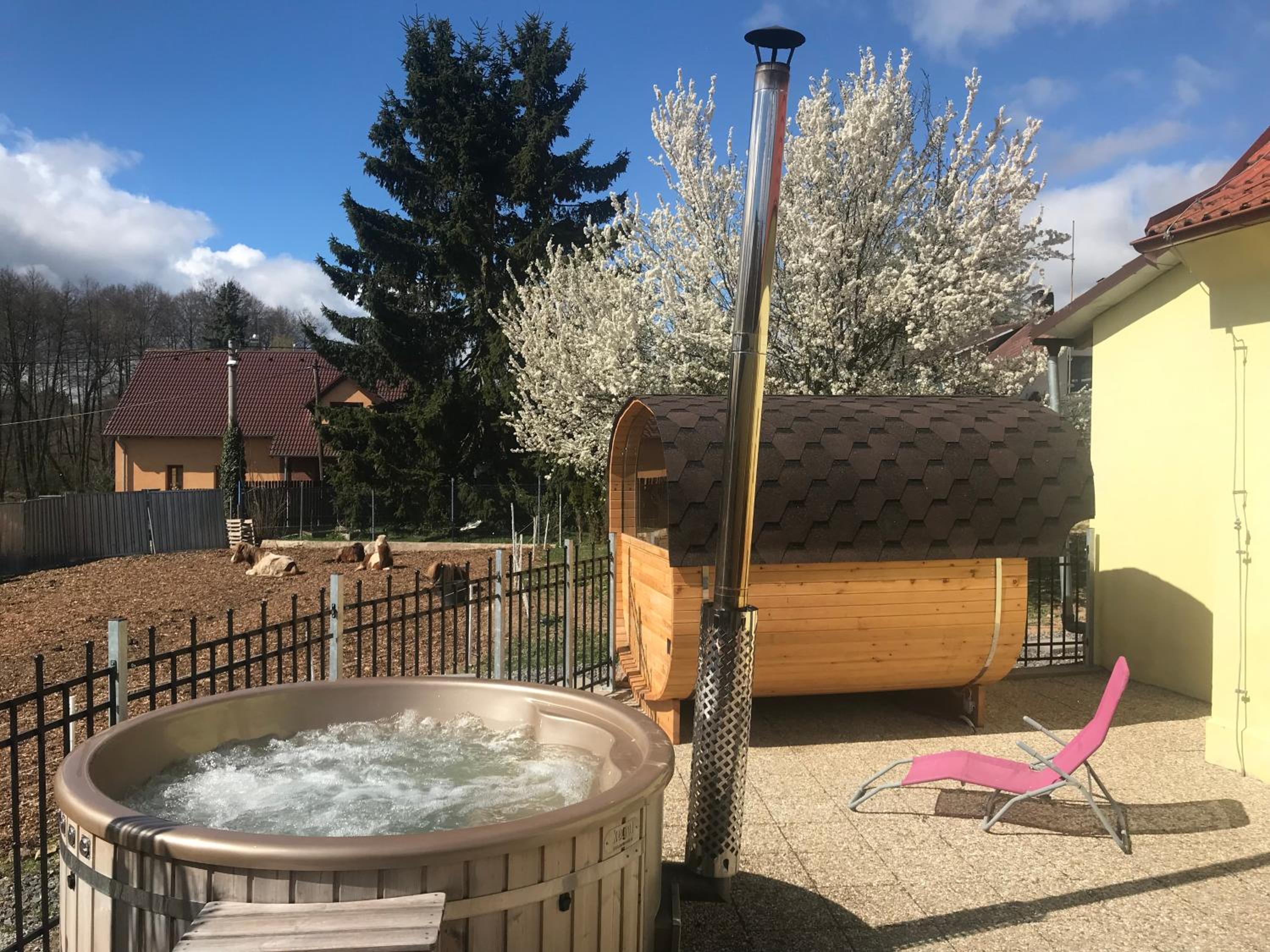 Vířivka a sauna na pokoji,nebo na vlastní terase - Farma u Příbrami