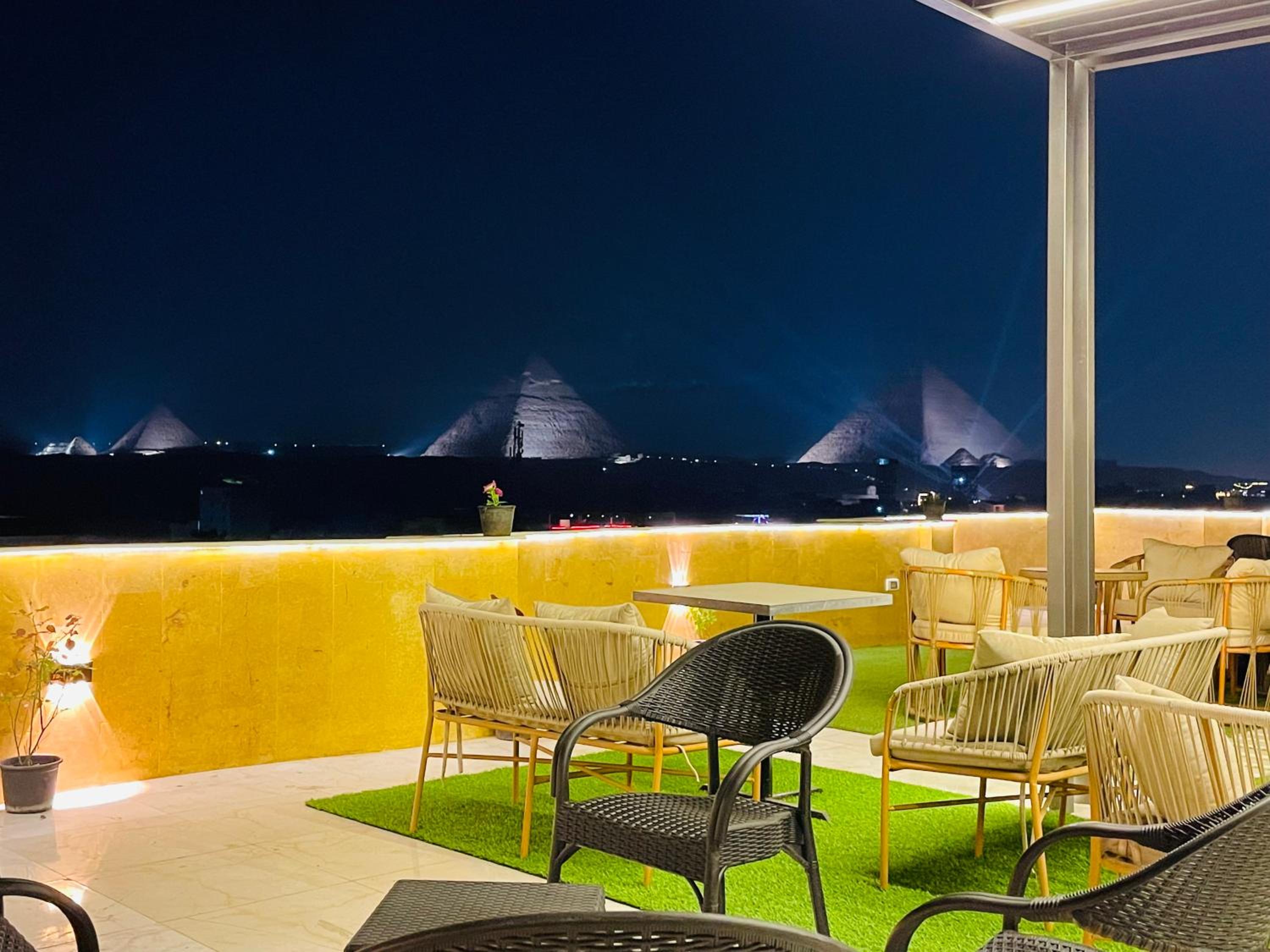 golden mask pyramids view