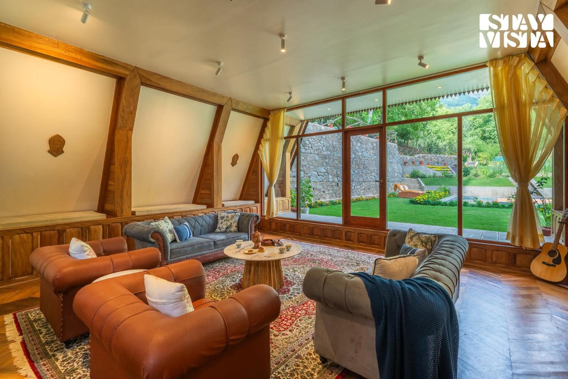 StayVista at Alpha and Peek a boo with Lawn, BBQ, Aframe and Bonfire view 3