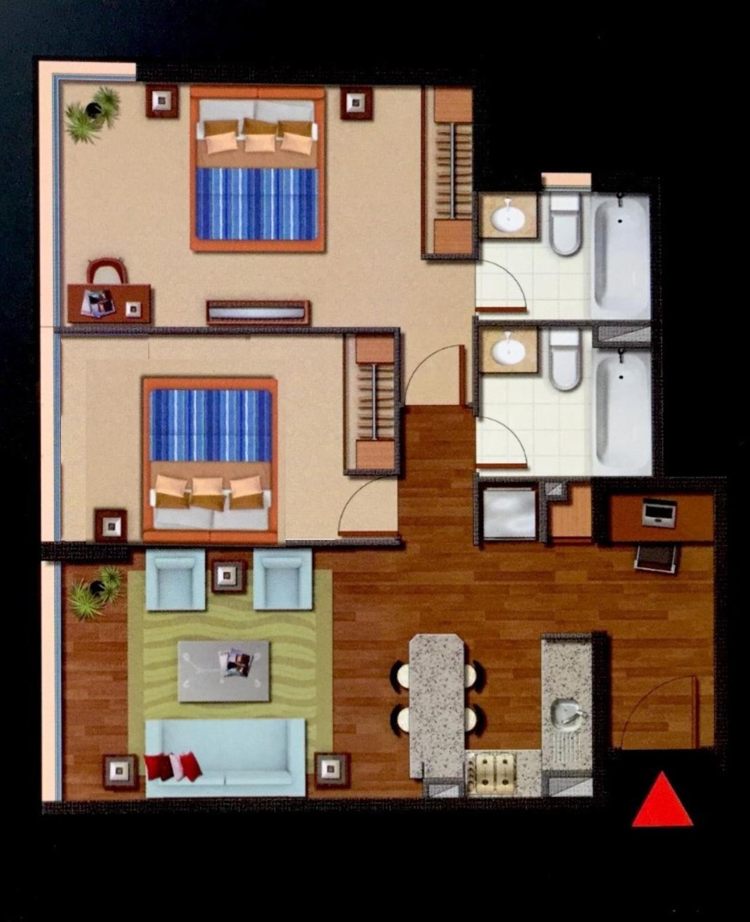 Cómodo y Moderno apartamento en Las Condes 2Dorm, 2Baños, open-Kitchen