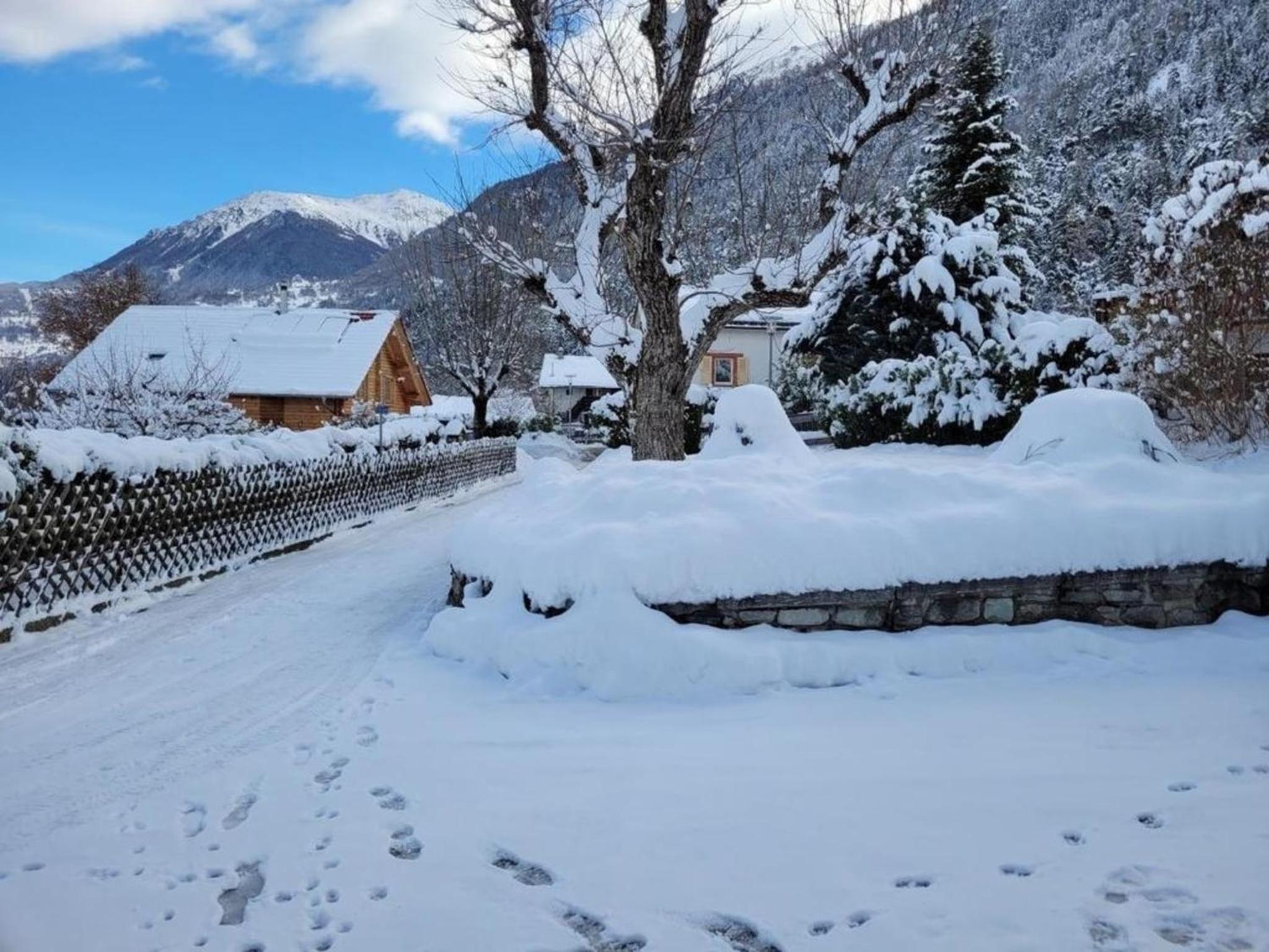 Chalet Haus bei Einfahrt grosser Nussbaum