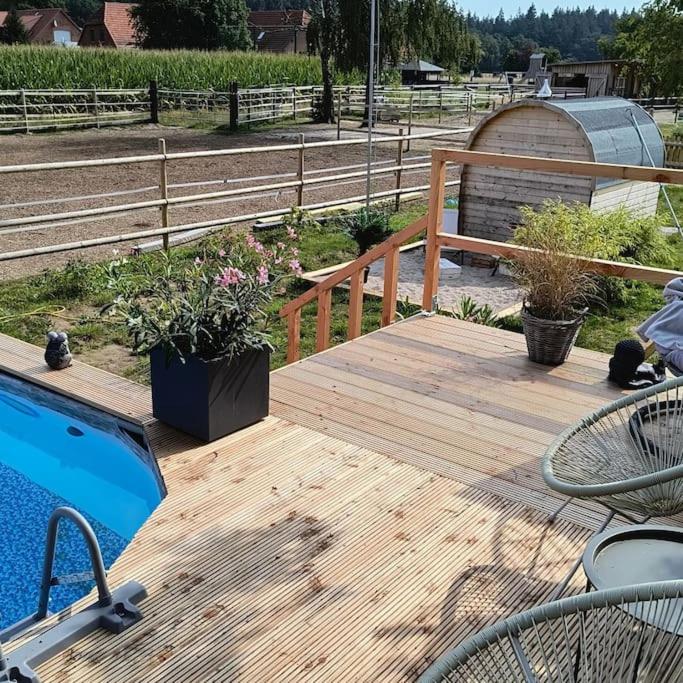 Familienfreundliche große Ferienwohnung mit Pferden, Spielplatz direkt am Haus, Sauna & viel Natur