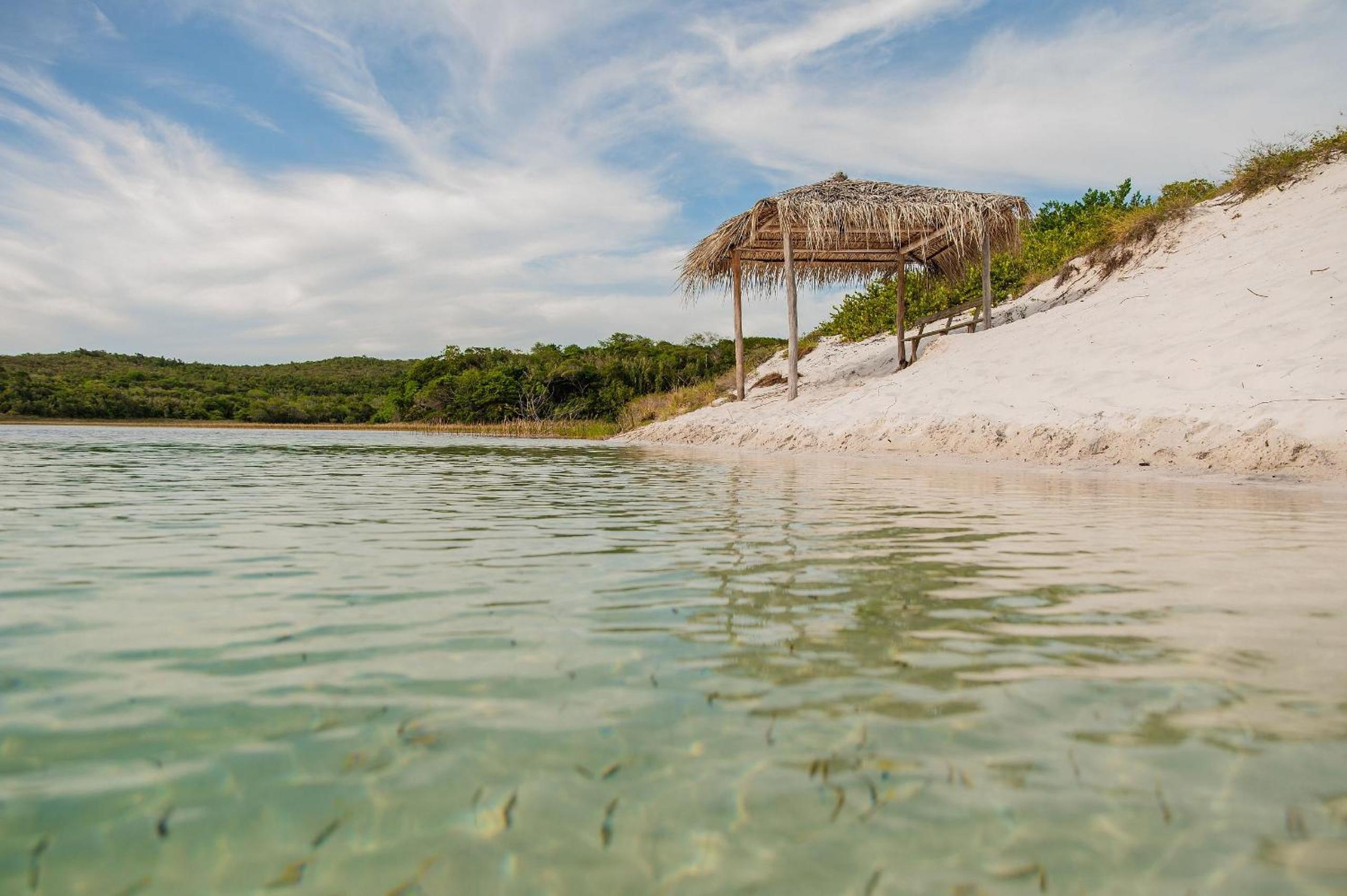 Apartamento decorado em condomínio na frente da praia de Baixio