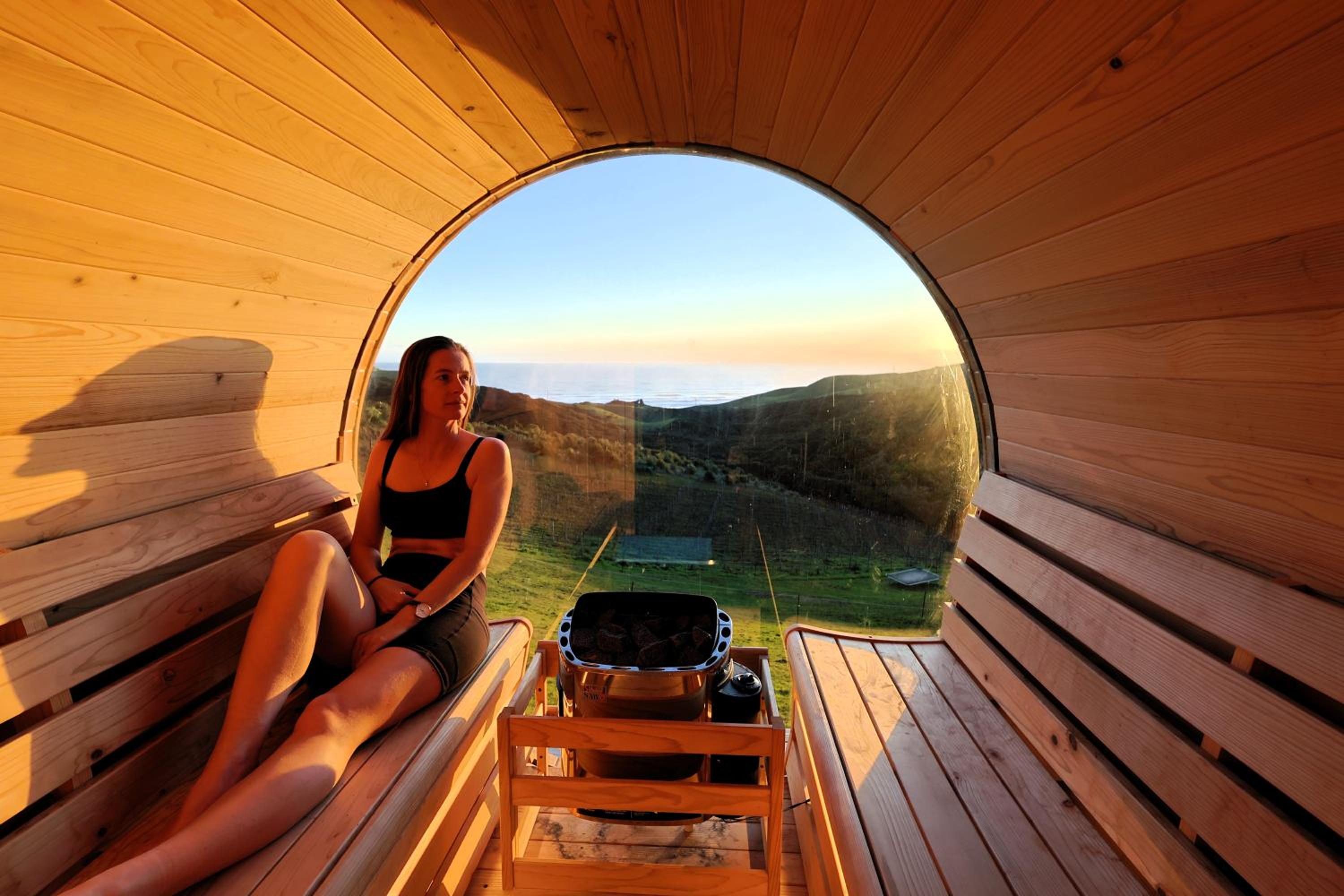 Barrique Studio with Sauna at Barrelled Wines Raglan view 3